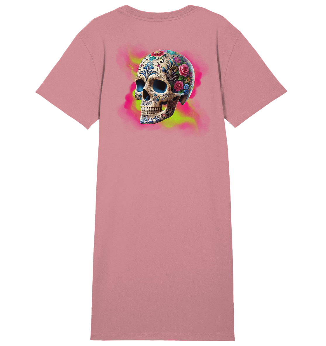 Floral Skull - Ladies Organic Shirt Dress