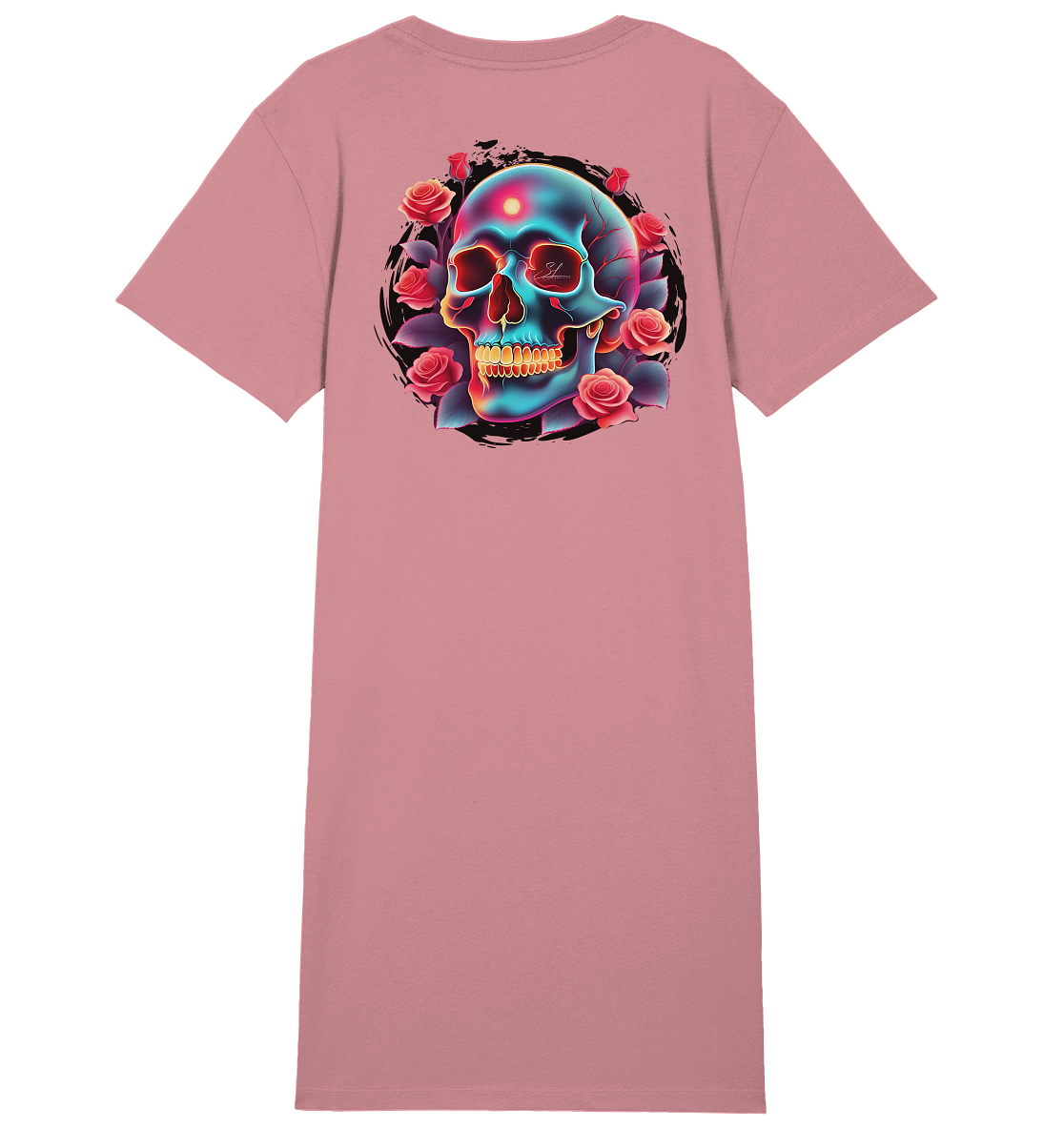 Glow Skull Design - Ladies Organic Shirt Dress