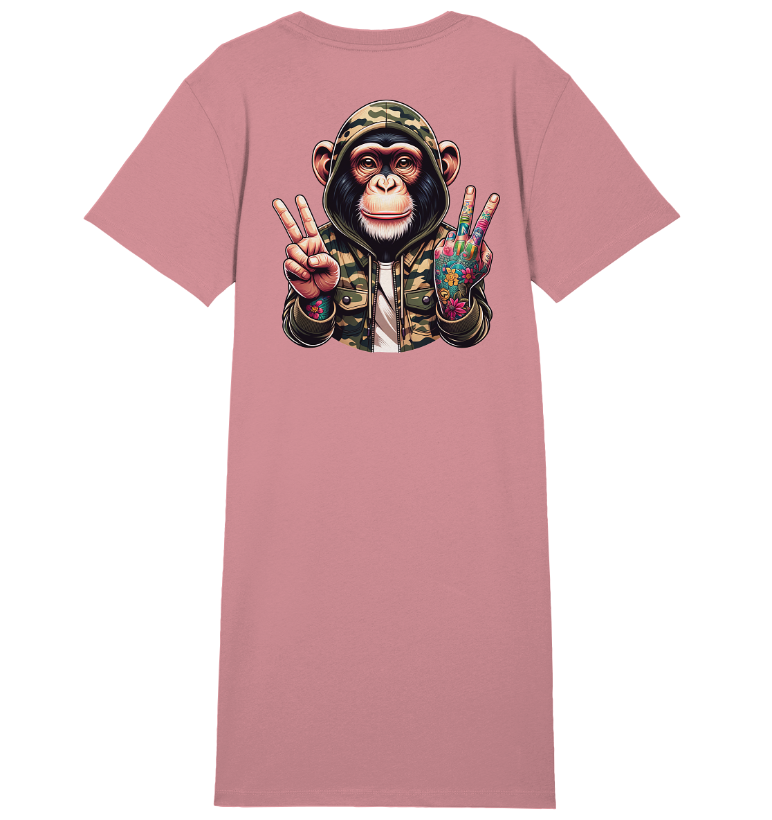Jungle Ink Monkey - Ladies Organic Shirt Dress