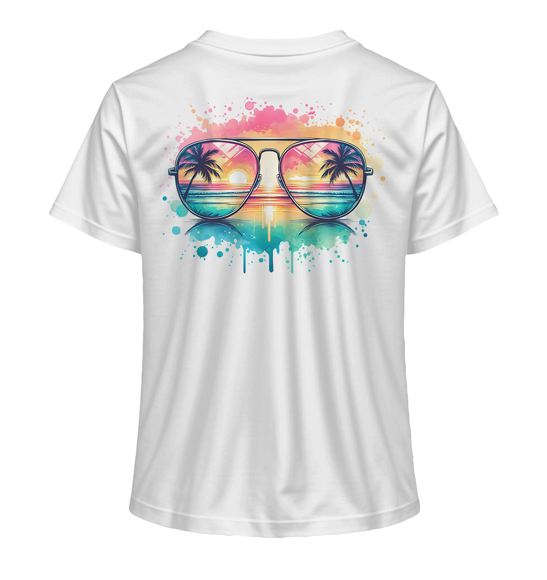 Tropical Sunset Glasses - Ladies Organic Shirt