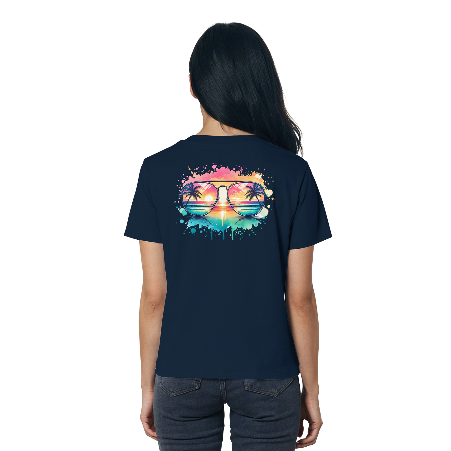 Tropical Sunset Glasses - Ladies Organic Shirt