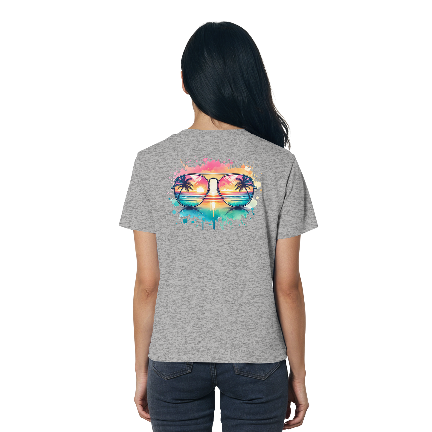 Tropical Sunset Glasses - Ladies Organic Shirt