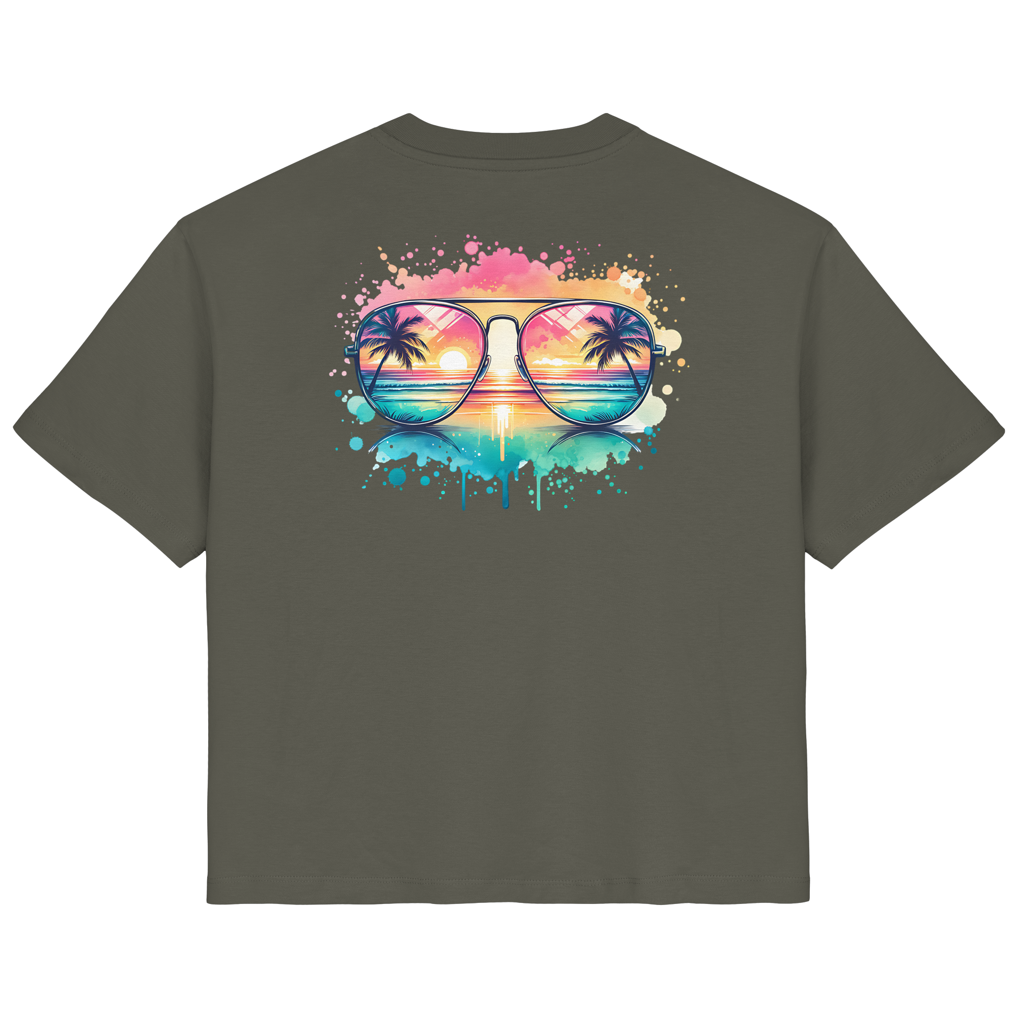 Tropical Sunset Glasses - Ladies Organic Shirt