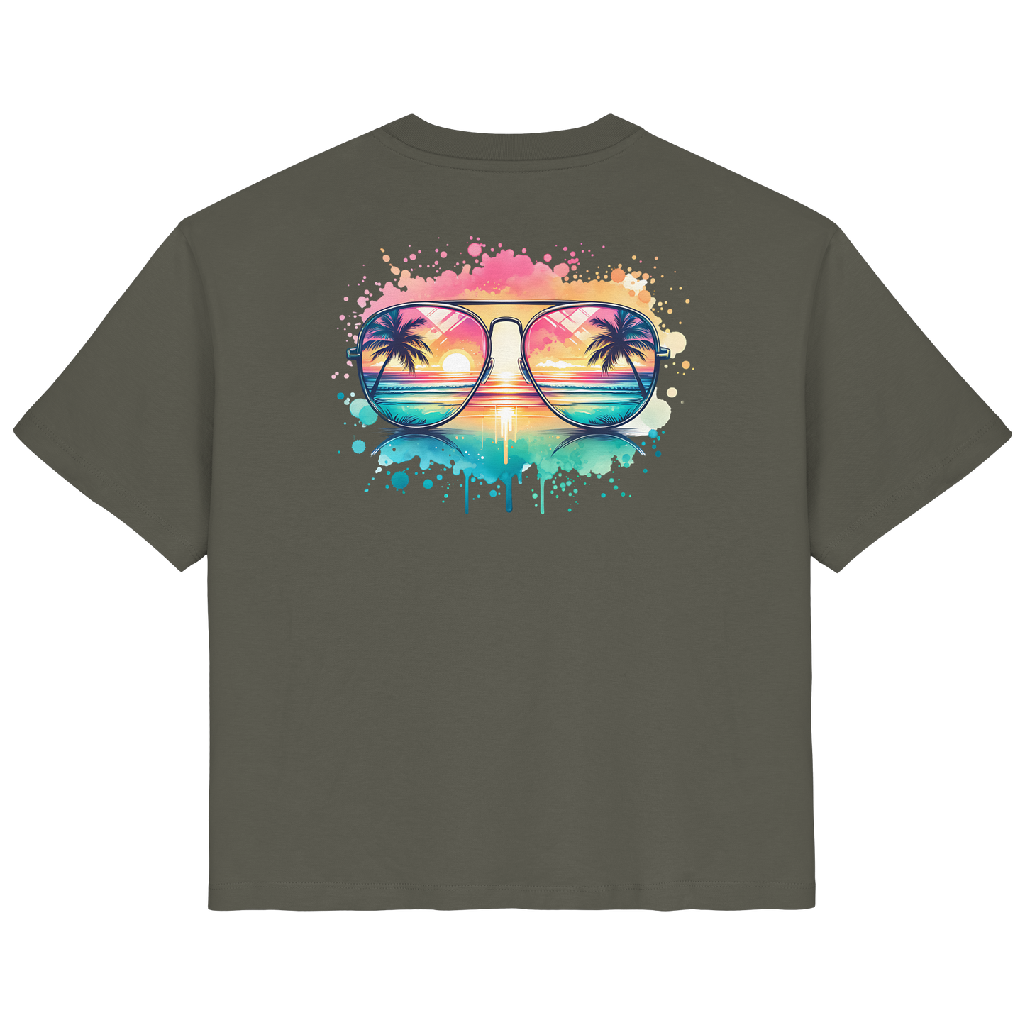 Tropical Sunset Glasses - Ladies Organic Shirt