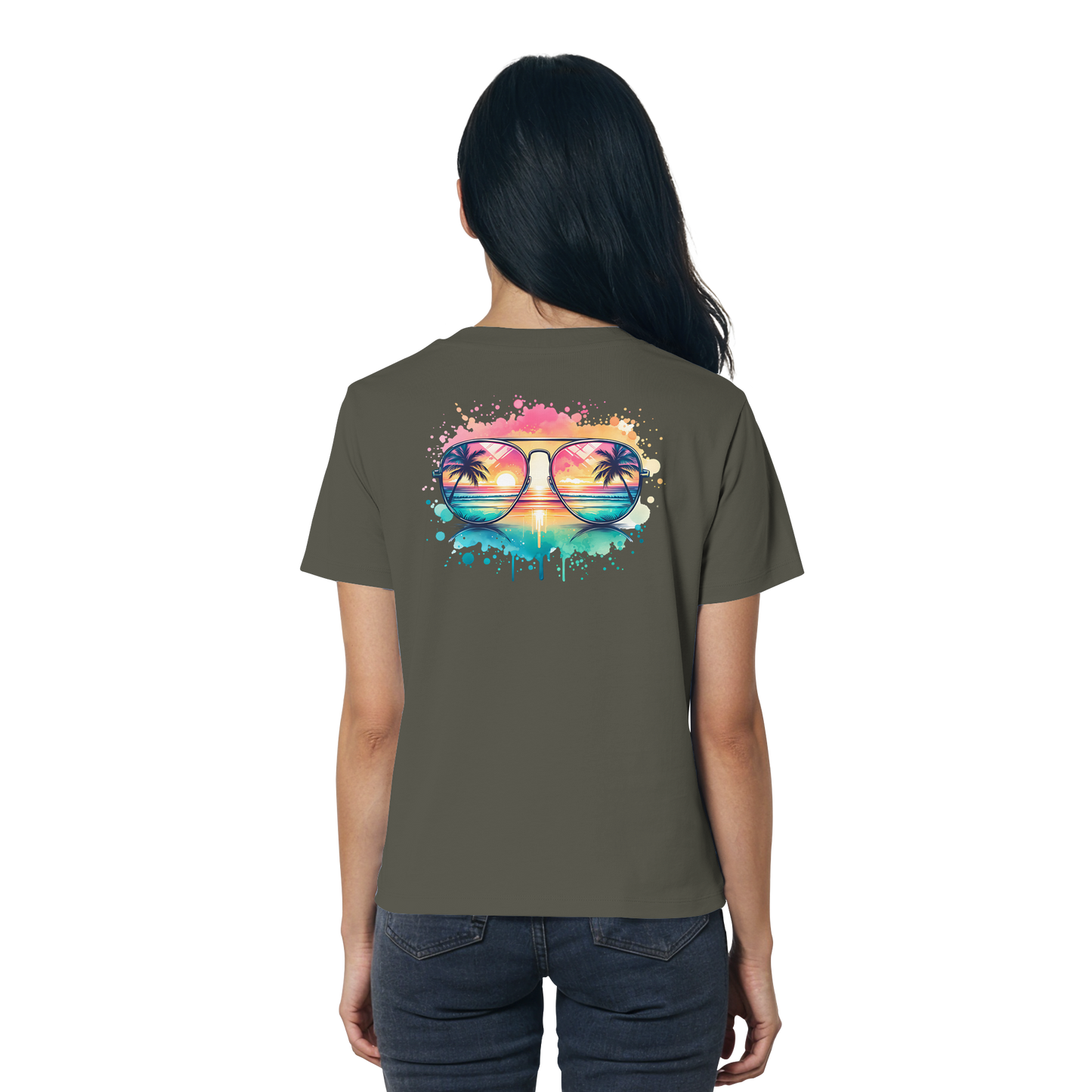 Tropical Sunset Glasses - Ladies Organic Shirt