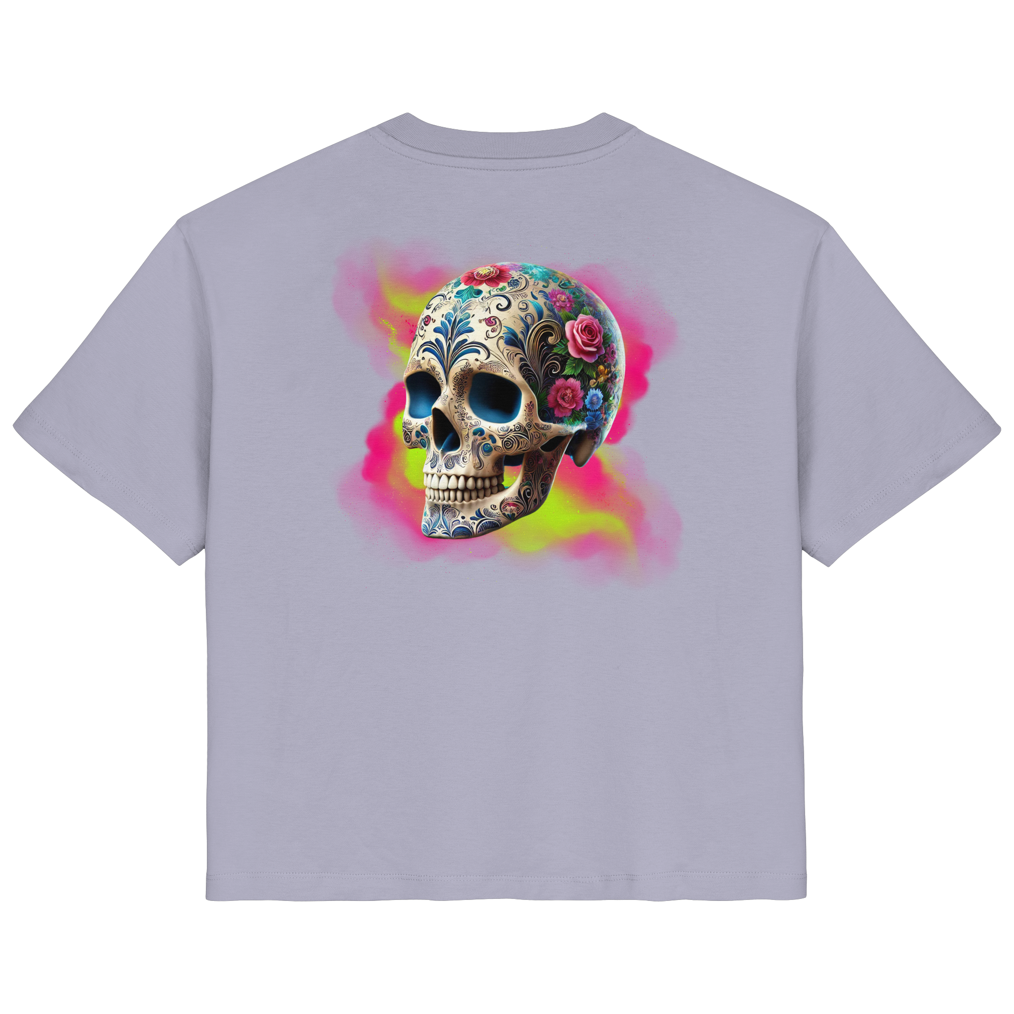 T-shirt bio pour femme à motif tête de mort florale