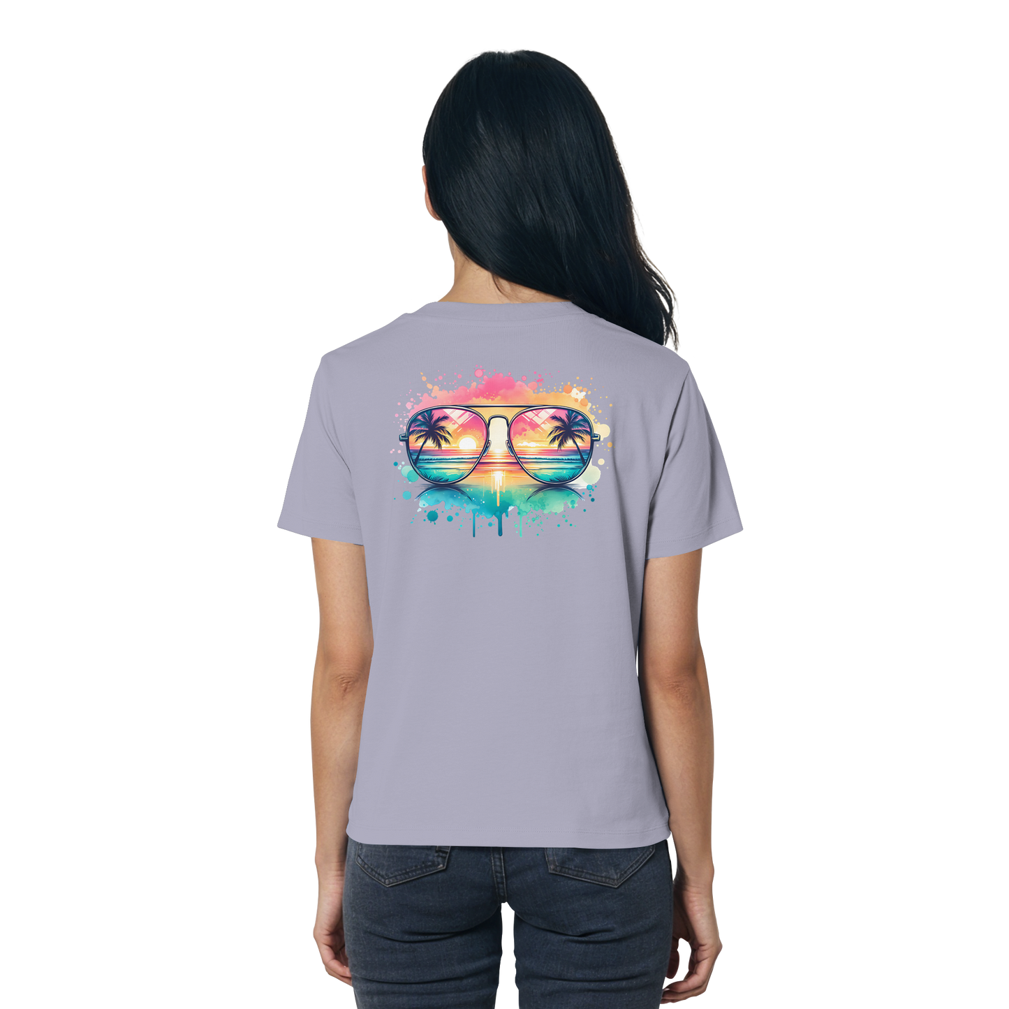 Tropical Sunset Glasses - Ladies Organic Shirt