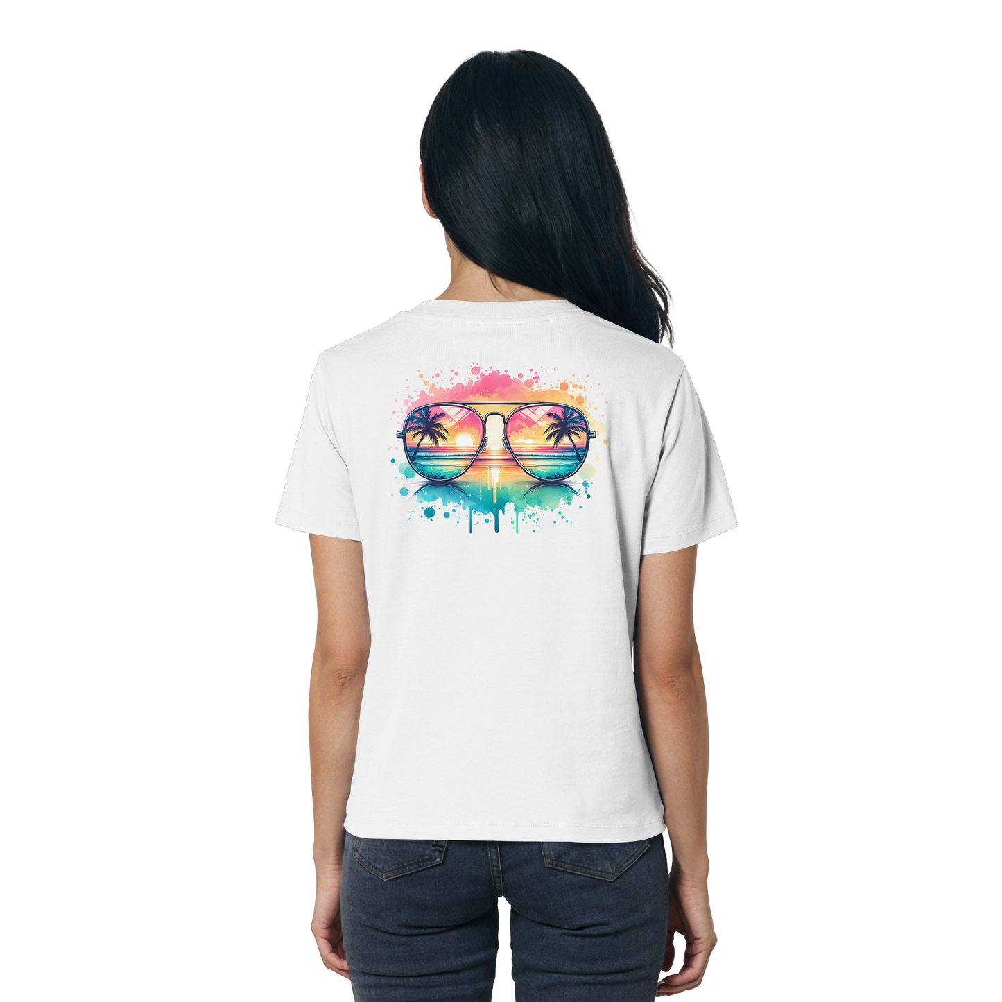 Tropical Sunset Glasses - Ladies Organic Shirt