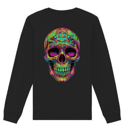 Sweat-shirt unisexe bio motif crâne psychédélique