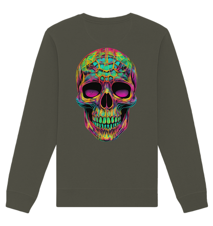 Sweat-shirt unisexe bio motif crâne psychédélique