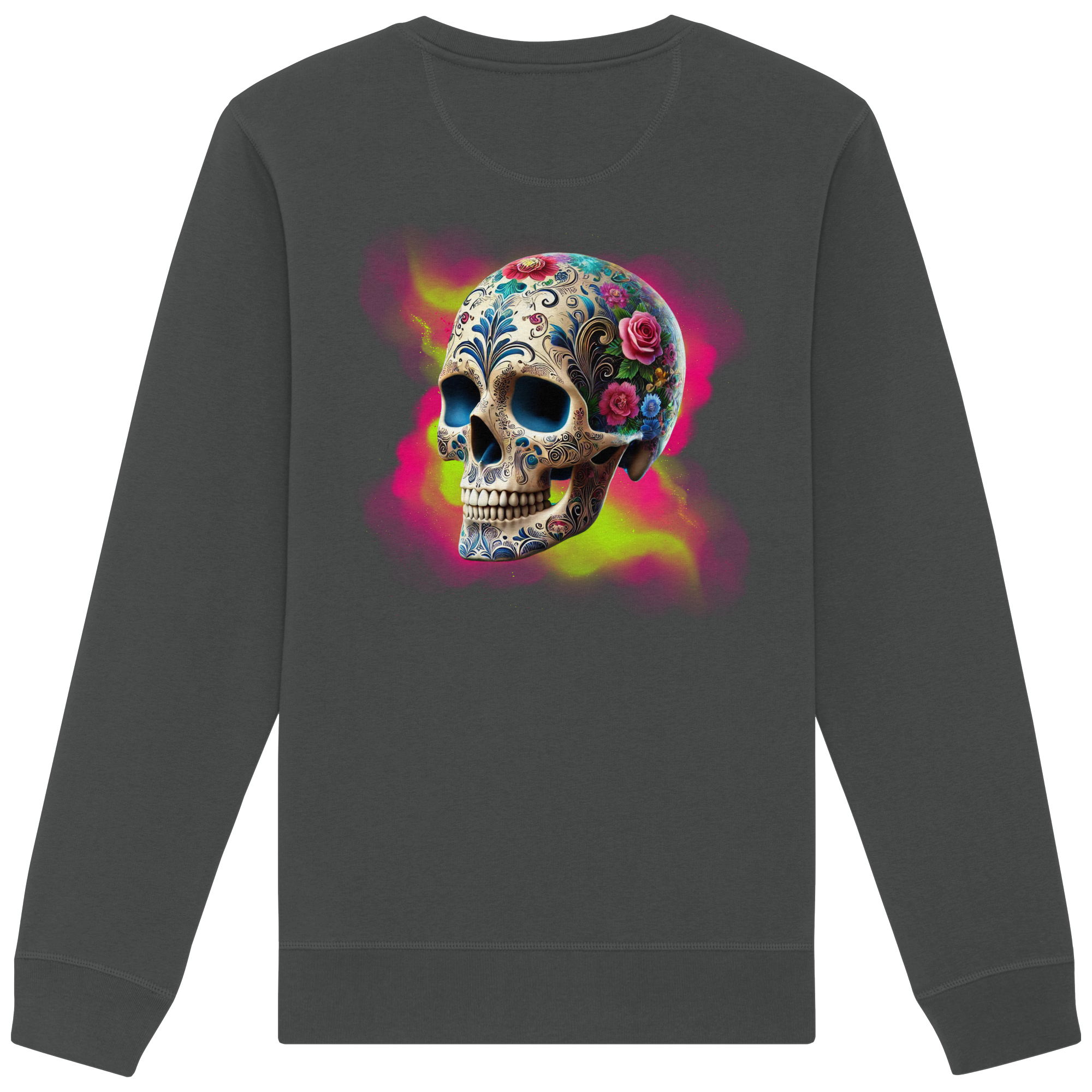 Sweat-shirt bio à motif tête de mort florale