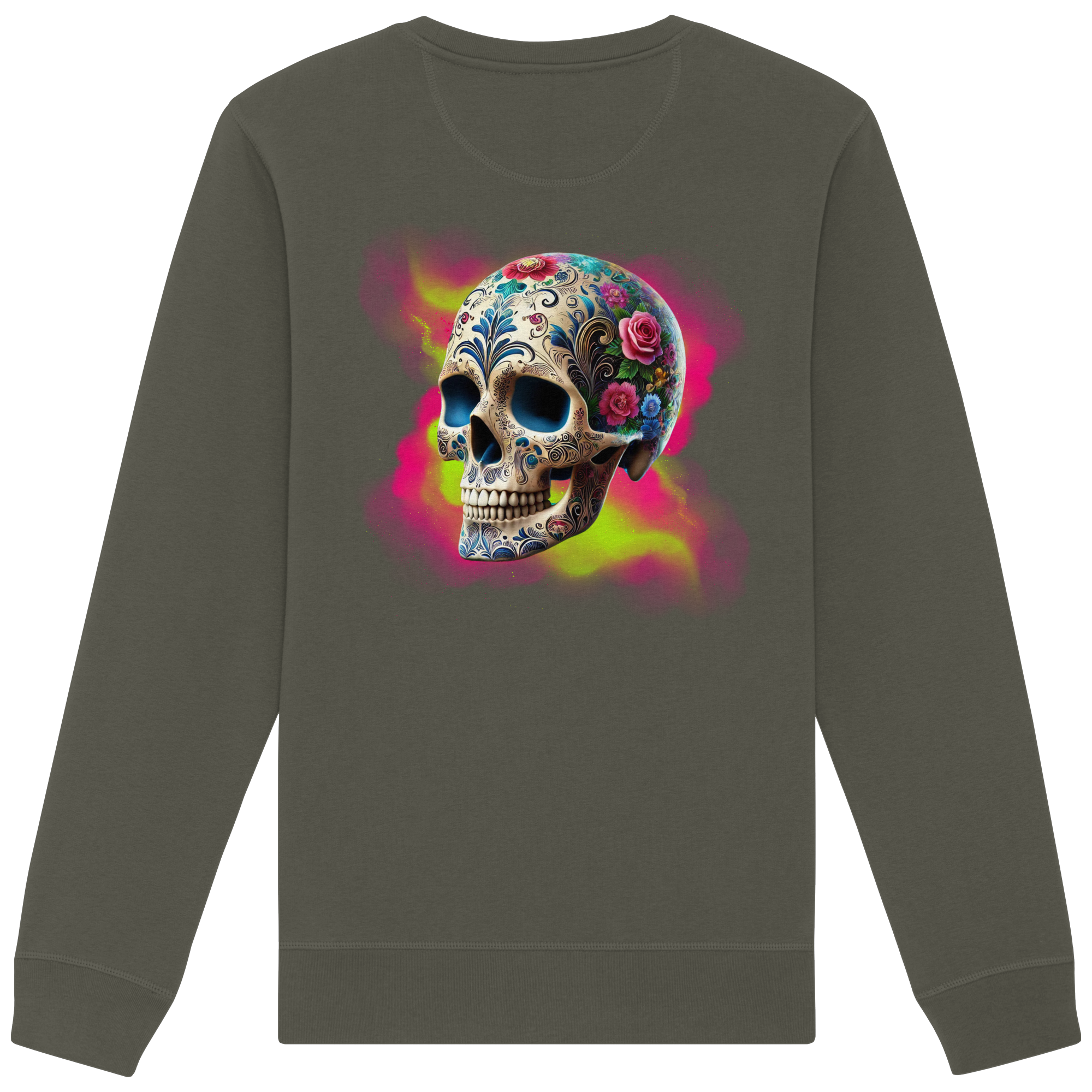 Sweat-shirt bio à motif tête de mort florale