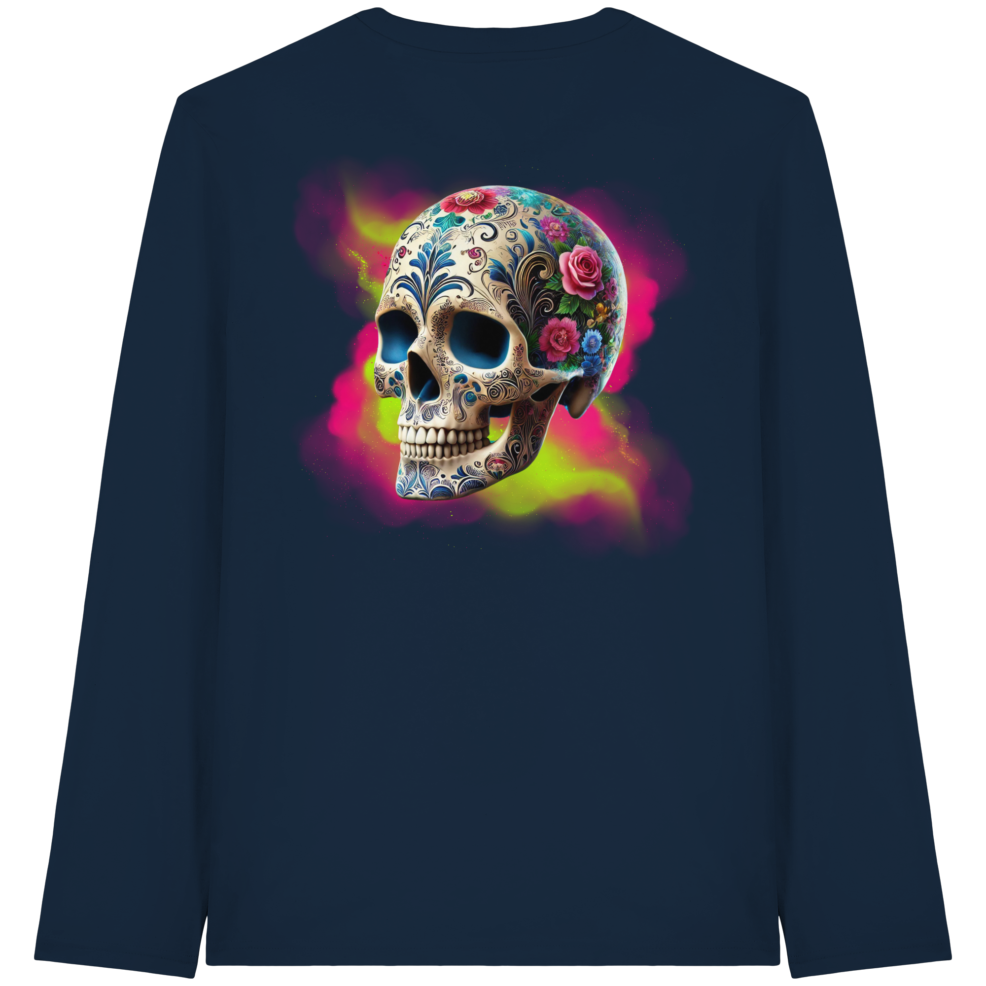 Crâne floral - T-shirt à manches longues bio