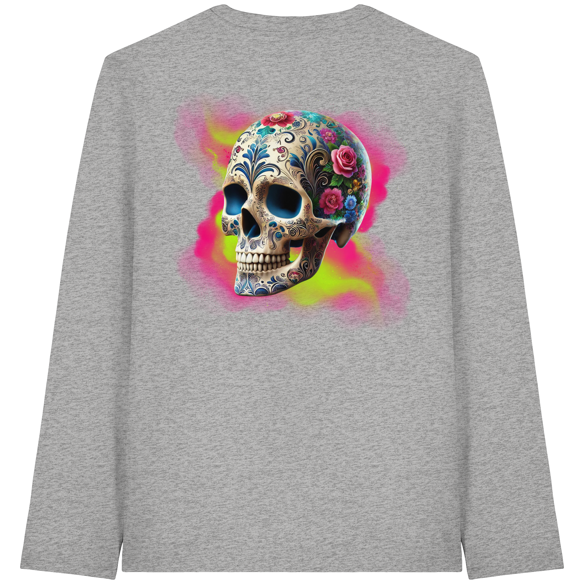 Crâne floral - T-shirt à manches longues bio