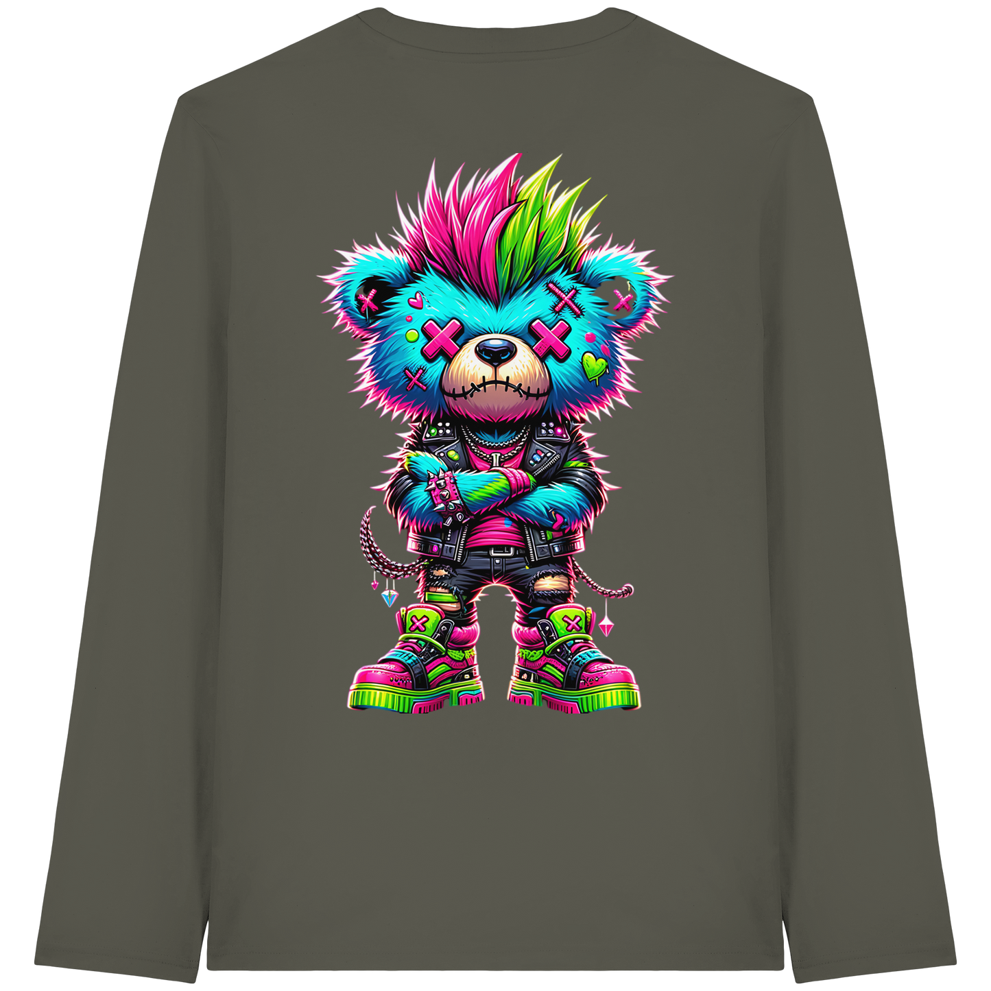 Punk Neon Teddy - Organic Longsleeve