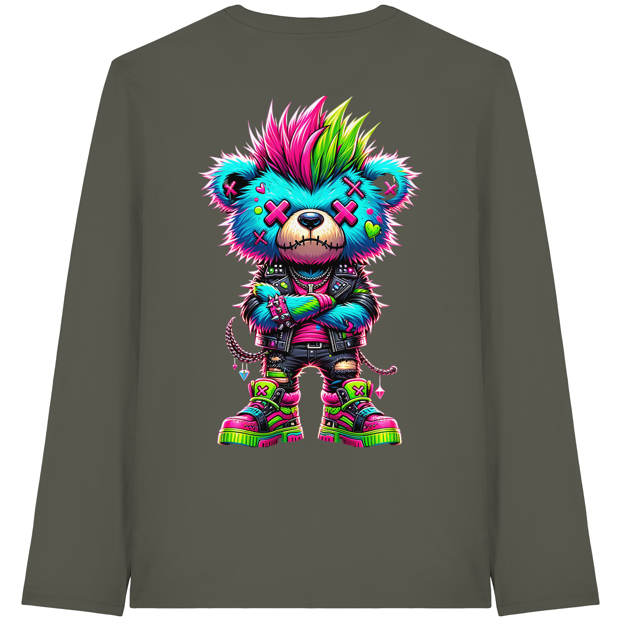 Punk Neon Teddy - Organic Longsleeve