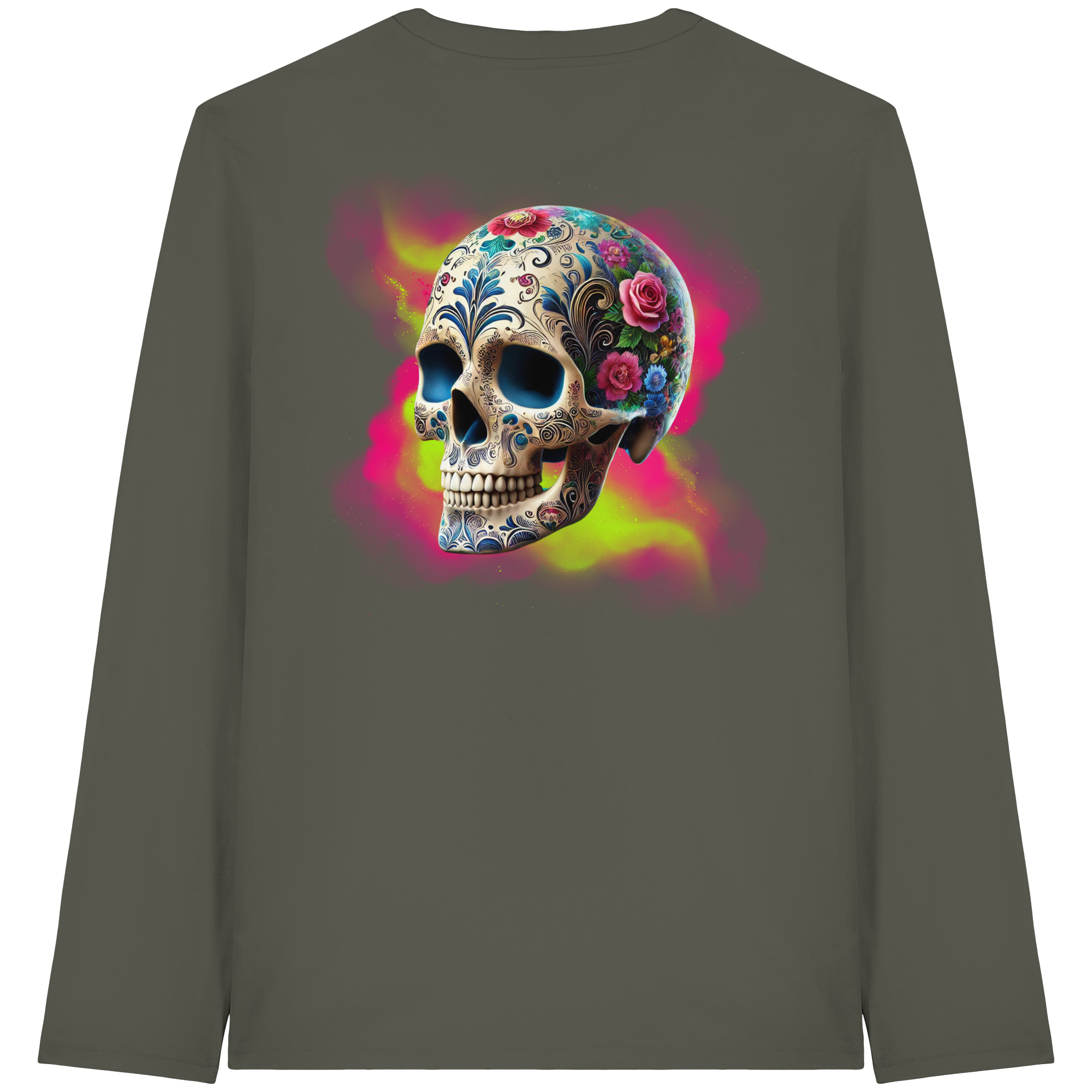 Crâne floral - T-shirt à manches longues bio