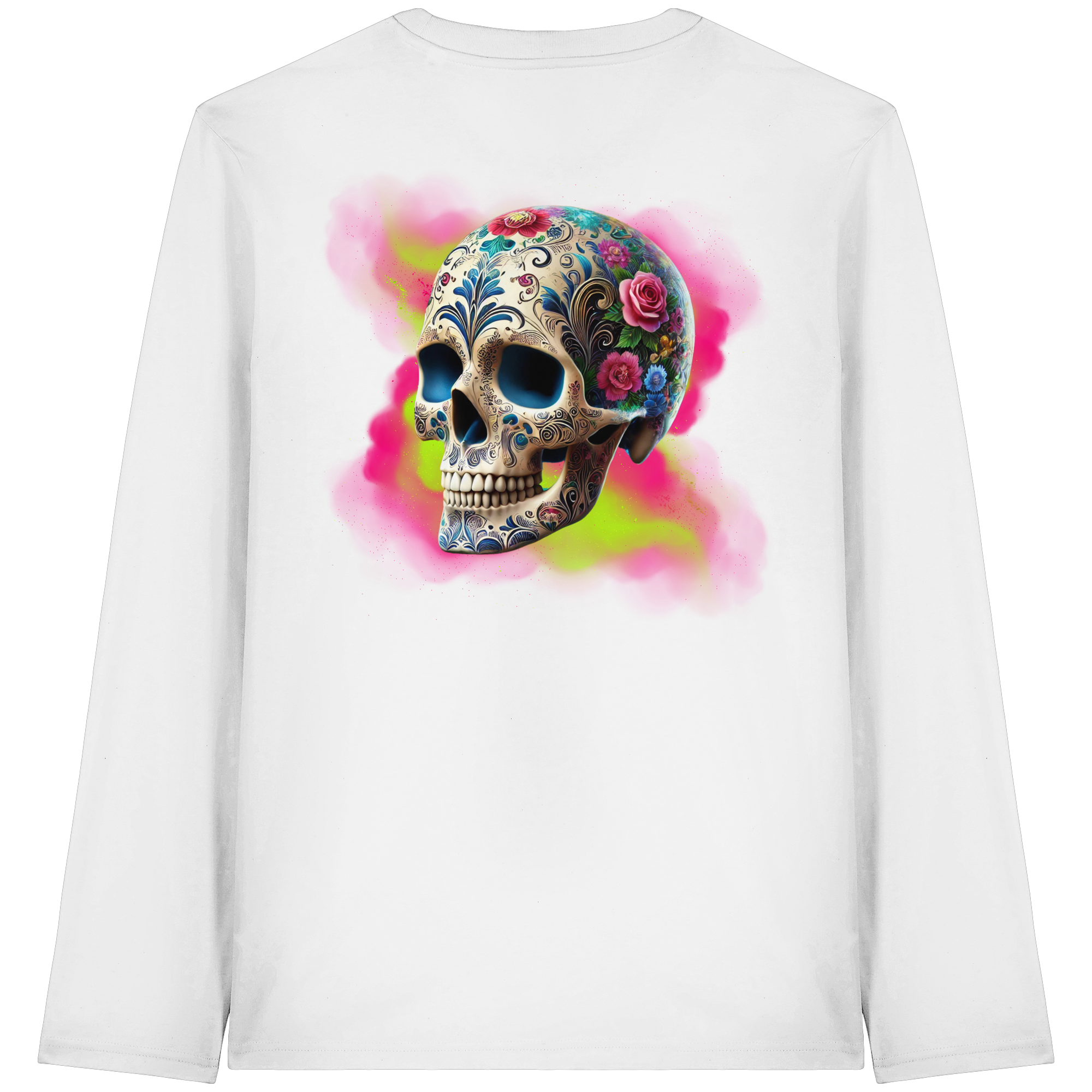Crâne floral - T-shirt à manches longues bio