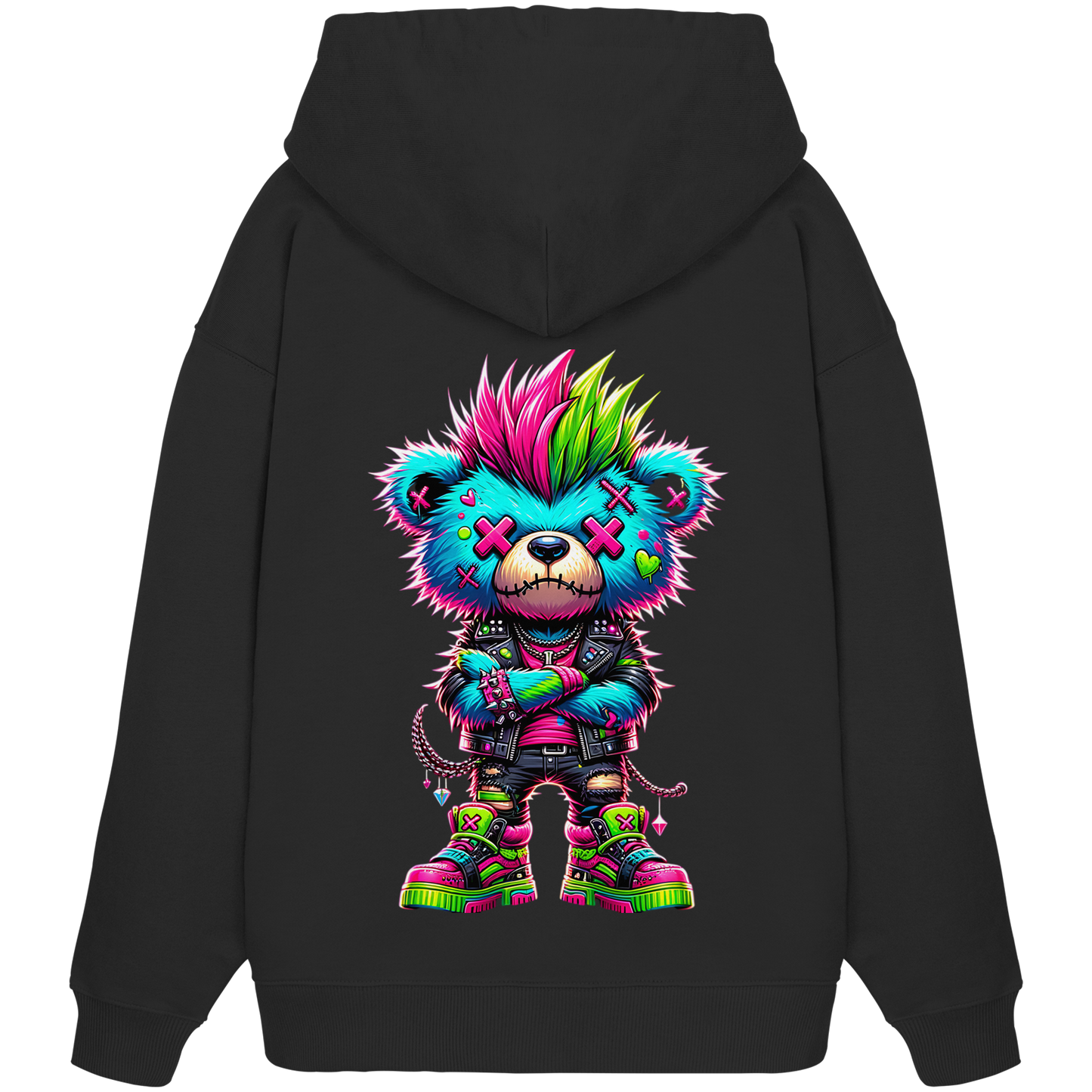 Punk Neon Teddy - Organic Oversize Hoodie