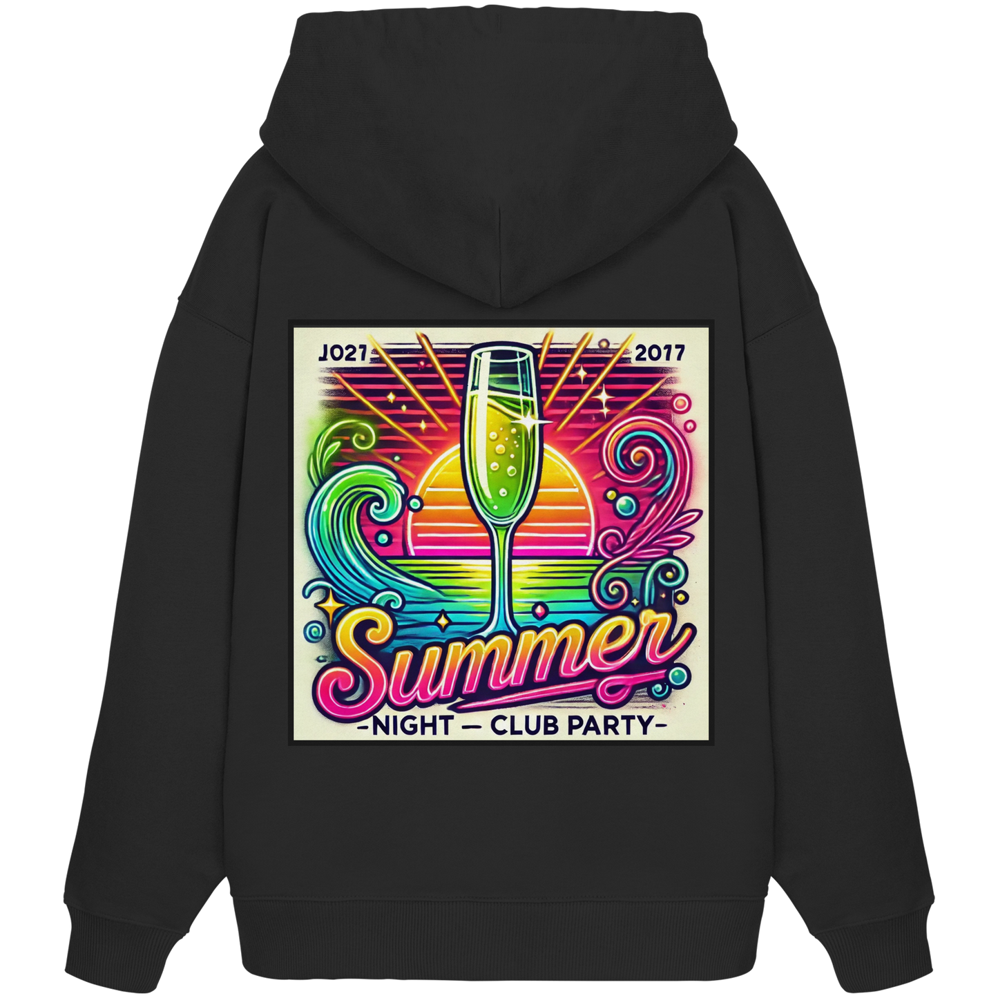 Ambiance de fête estivale - Sweat à capuche oversize bio