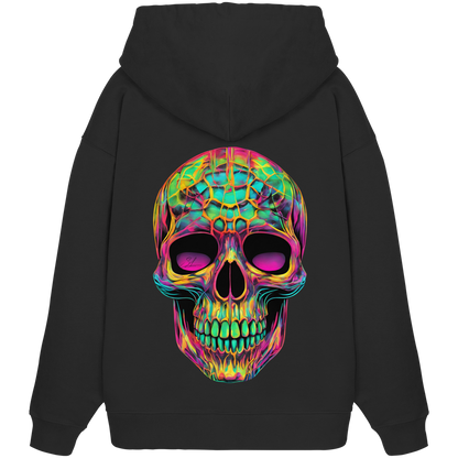 Sweat à capuche oversize bio motif crâne psychédélique