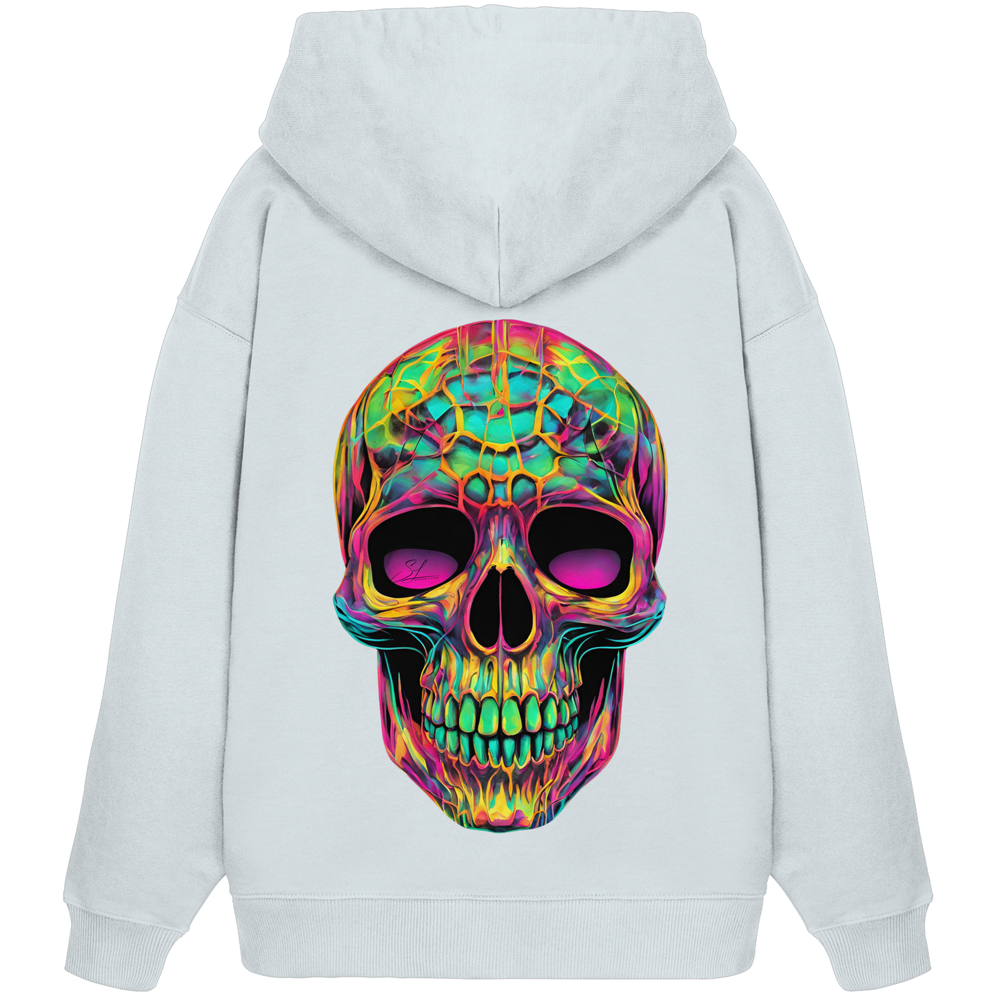 Sweat à capuche oversize bio motif crâne psychédélique
