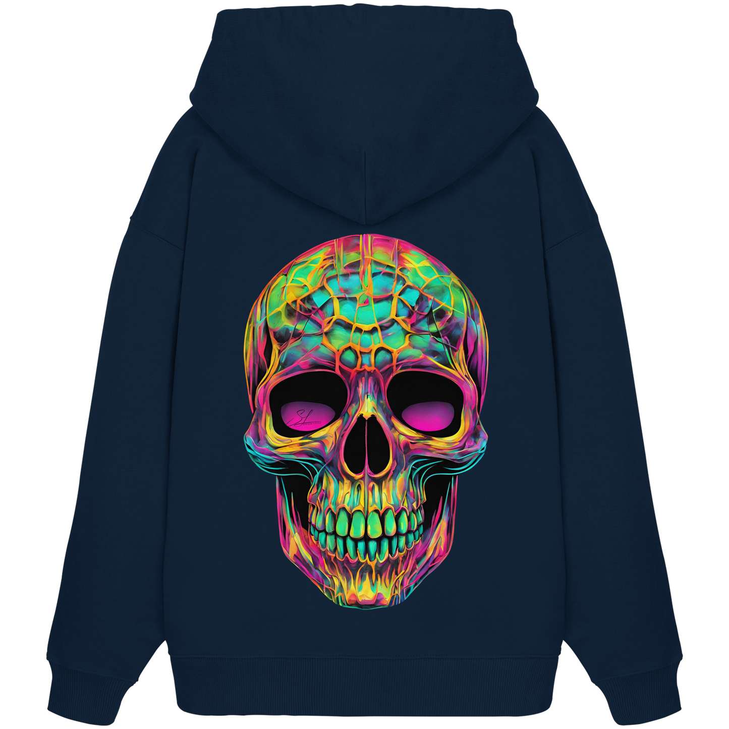Sweat à capuche oversize bio motif crâne psychédélique