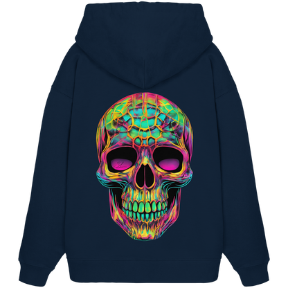Sweat à capuche oversize bio motif crâne psychédélique