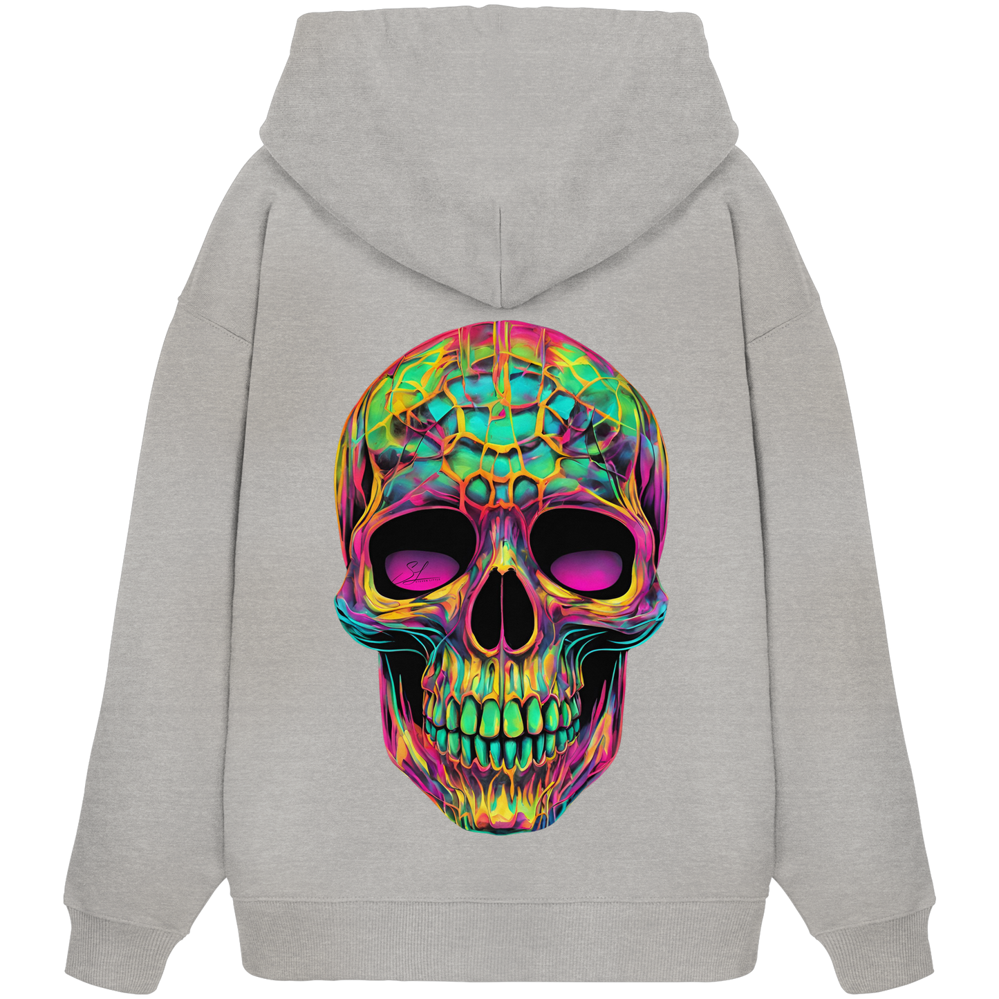 Sweat à capuche oversize bio motif crâne psychédélique