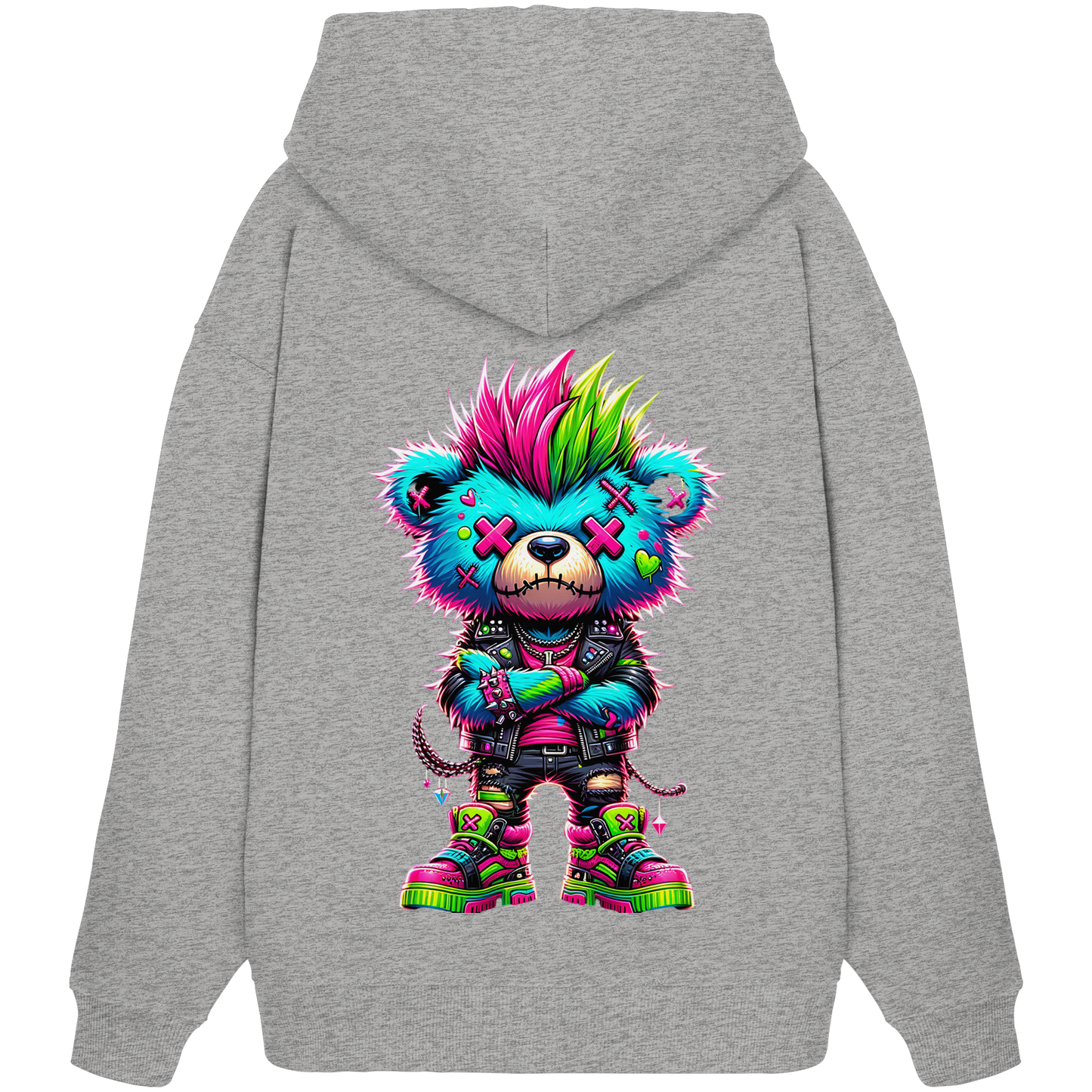Punk Neon Teddy - Organic Oversize Hoodie