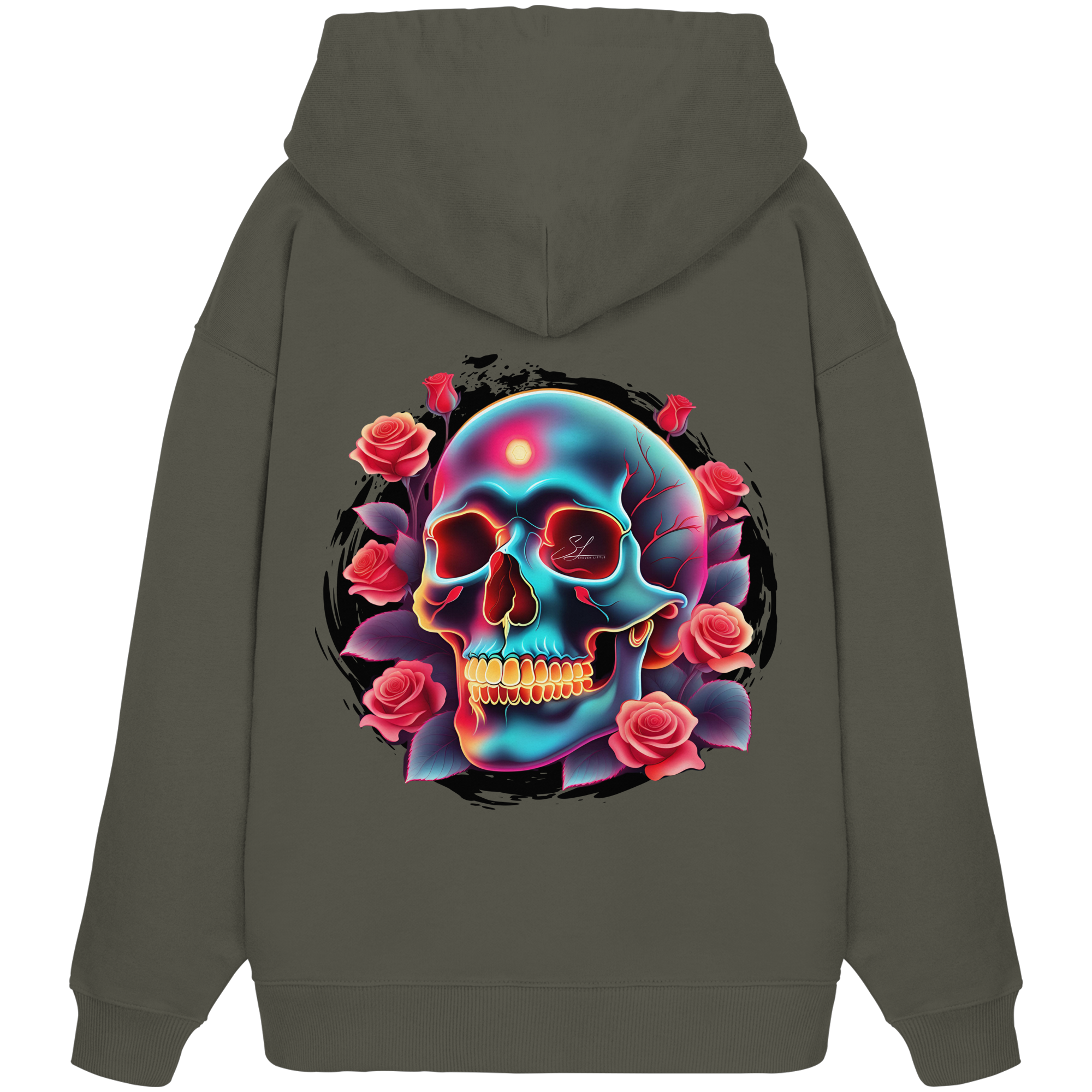 Sweat à capuche oversize bio Glow Skull