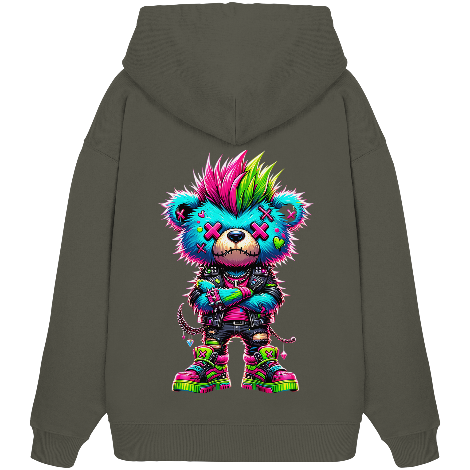 Punk Neon Teddy - Organic Oversize Hoodie