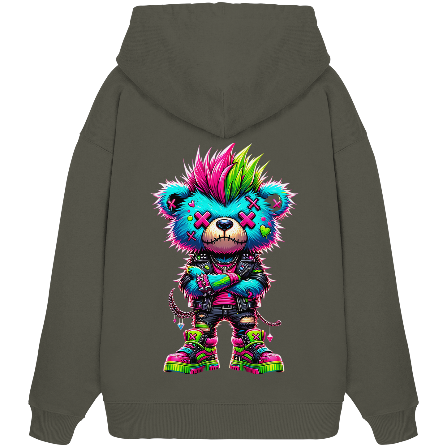 Punk Neon Teddy - Organic Oversize Hoodie