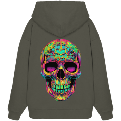 Sweat à capuche oversize bio motif crâne psychédélique