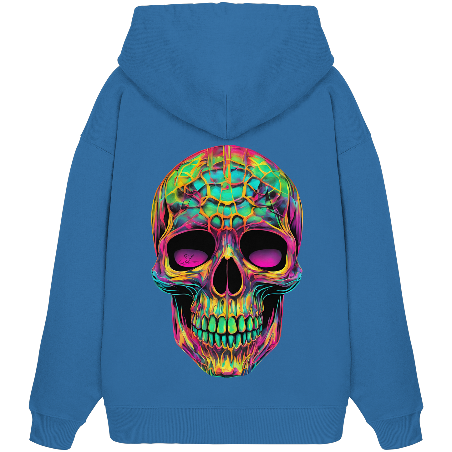 Sweat à capuche oversize bio motif crâne psychédélique