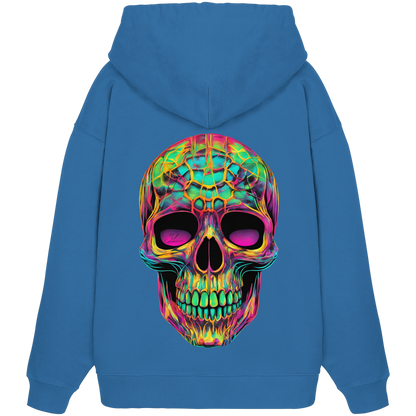 Sweat à capuche oversize bio motif crâne psychédélique
