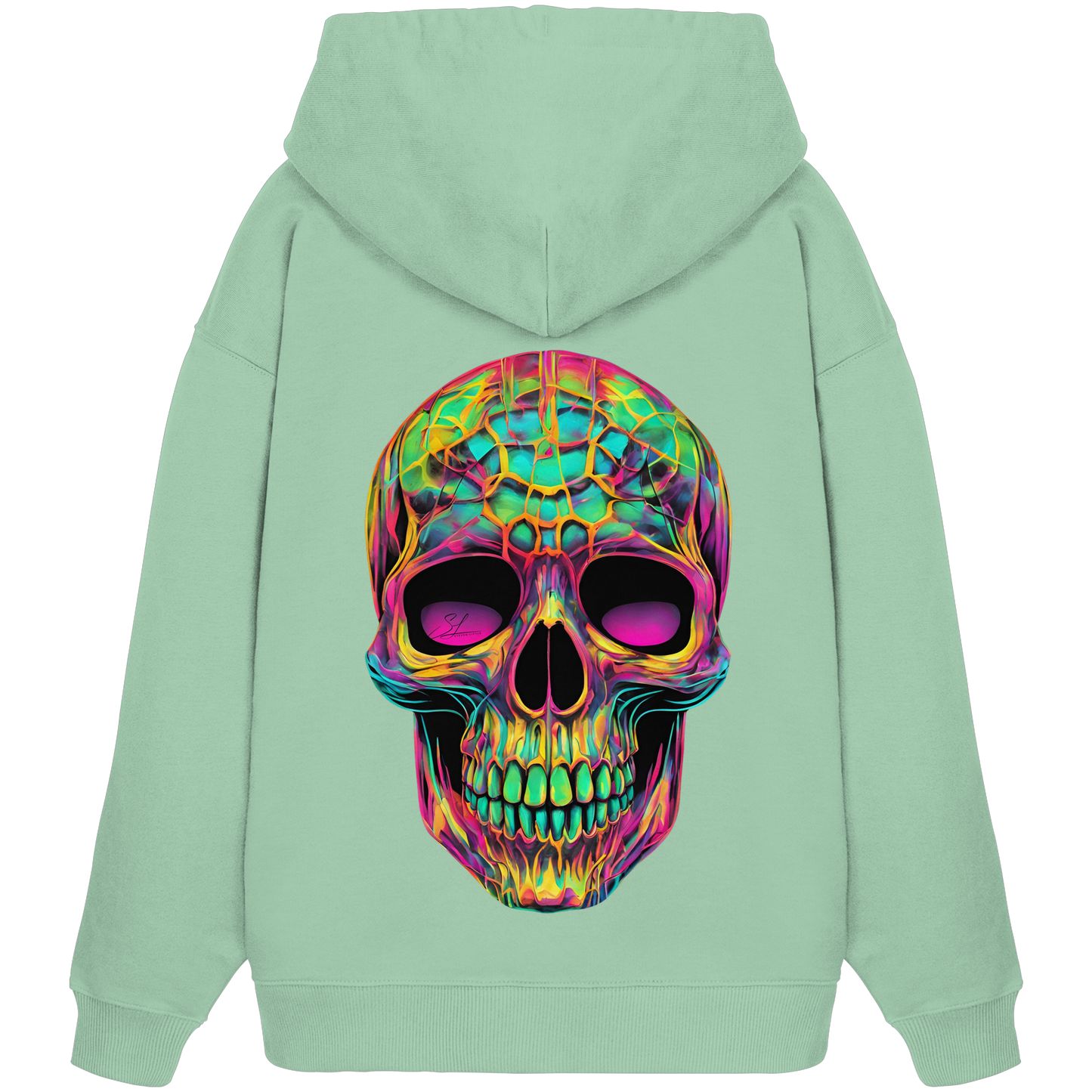 Sweat à capuche oversize bio motif crâne psychédélique