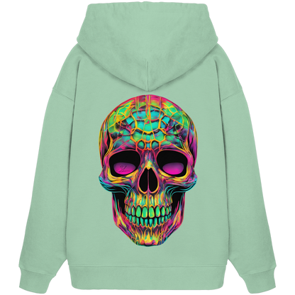 Sweat à capuche oversize bio motif crâne psychédélique