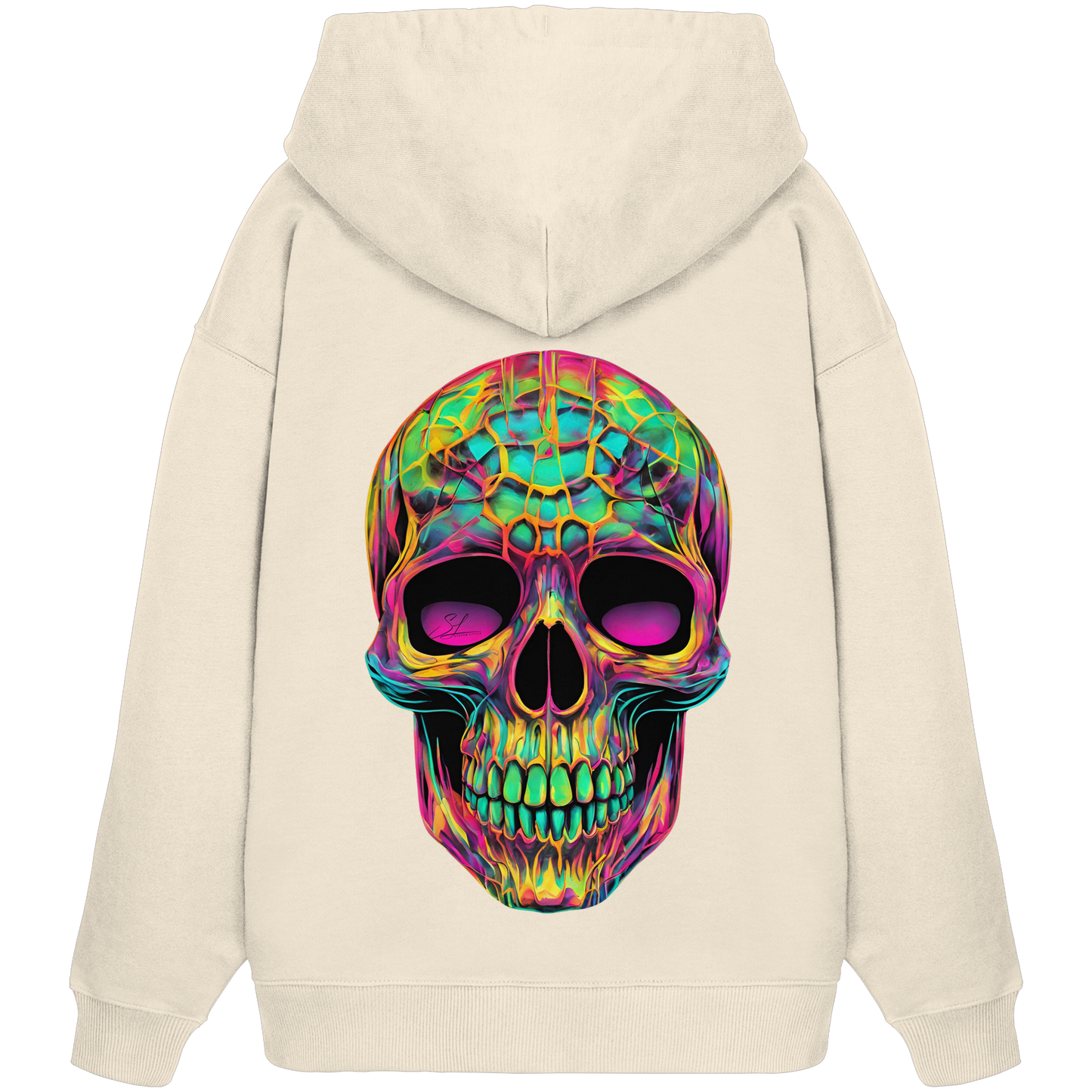 Sweat à capuche oversize bio motif crâne psychédélique