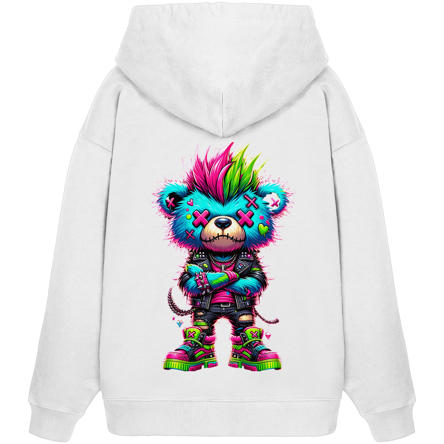 Punk Neon Teddy - Organic Oversize Hoodie