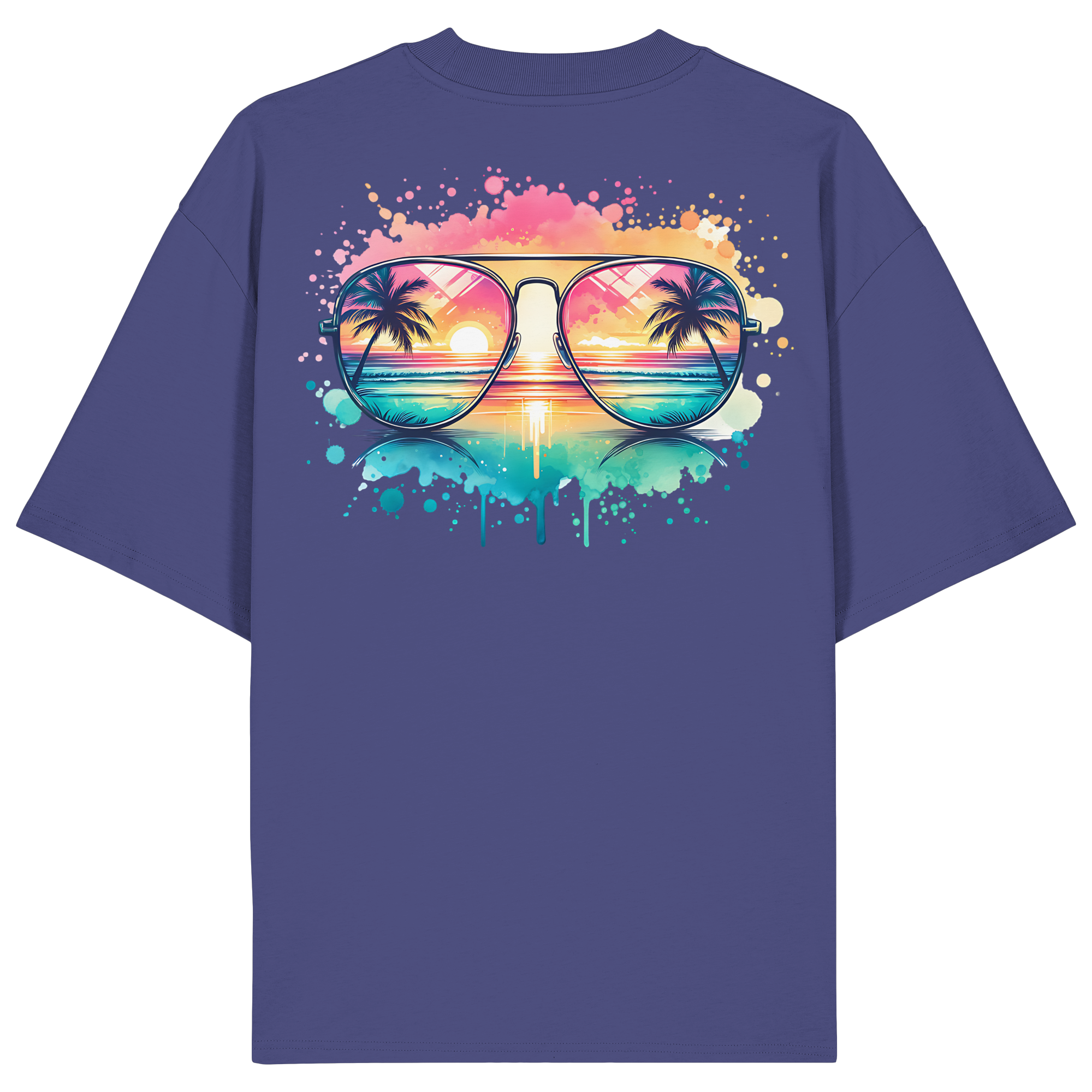 Tropical Sunset Glasses - Organic Oversize Shirt