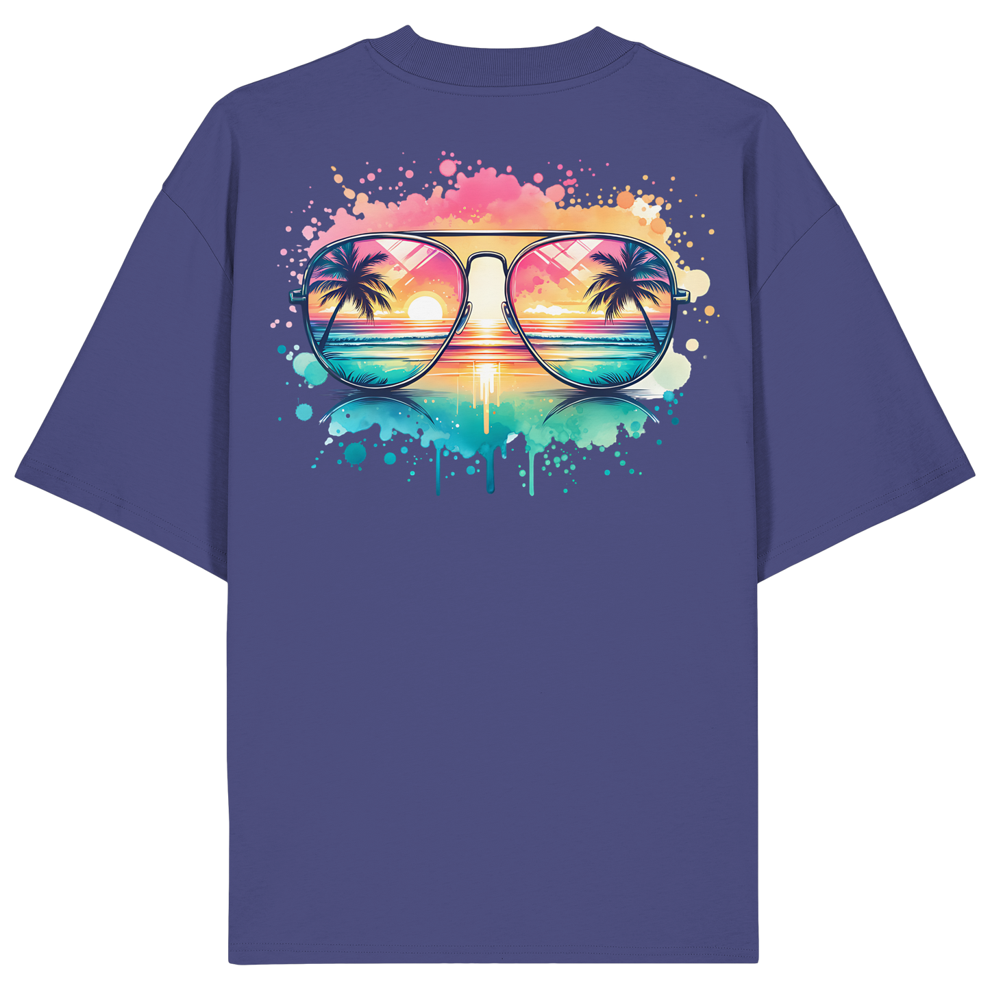 Tropical Sunset Glasses - Organic Oversize Shirt