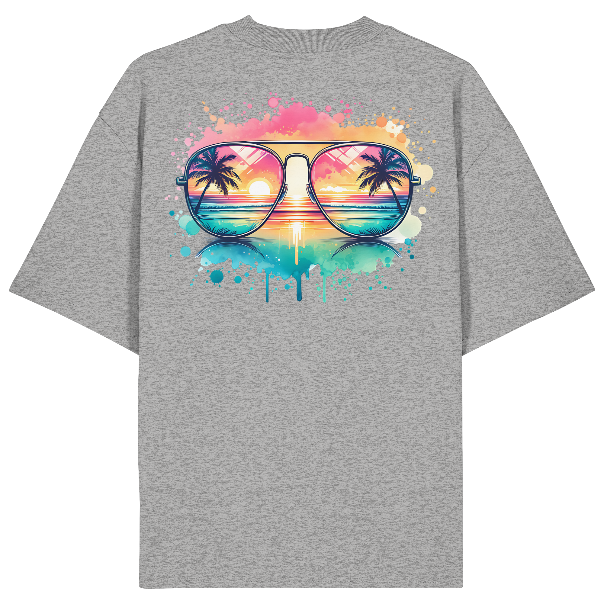 Tropical Sunset Glasses - Organic Oversize Shirt