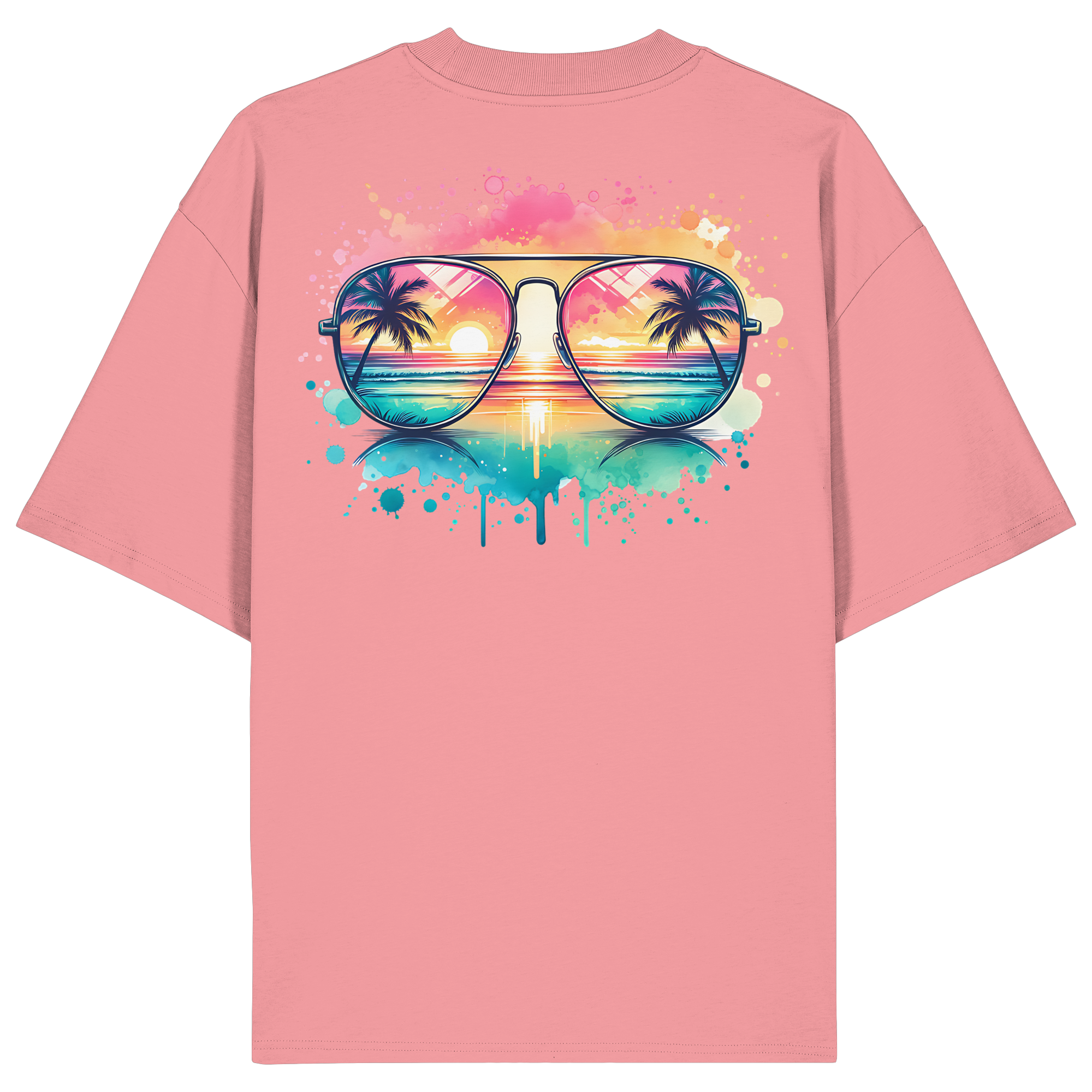 Tropical Sunset Glasses - Organic Oversize Shirt