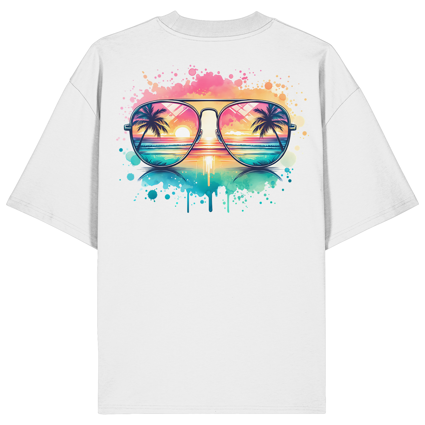 Tropical Sunset Glasses - Organic Oversize Shirt