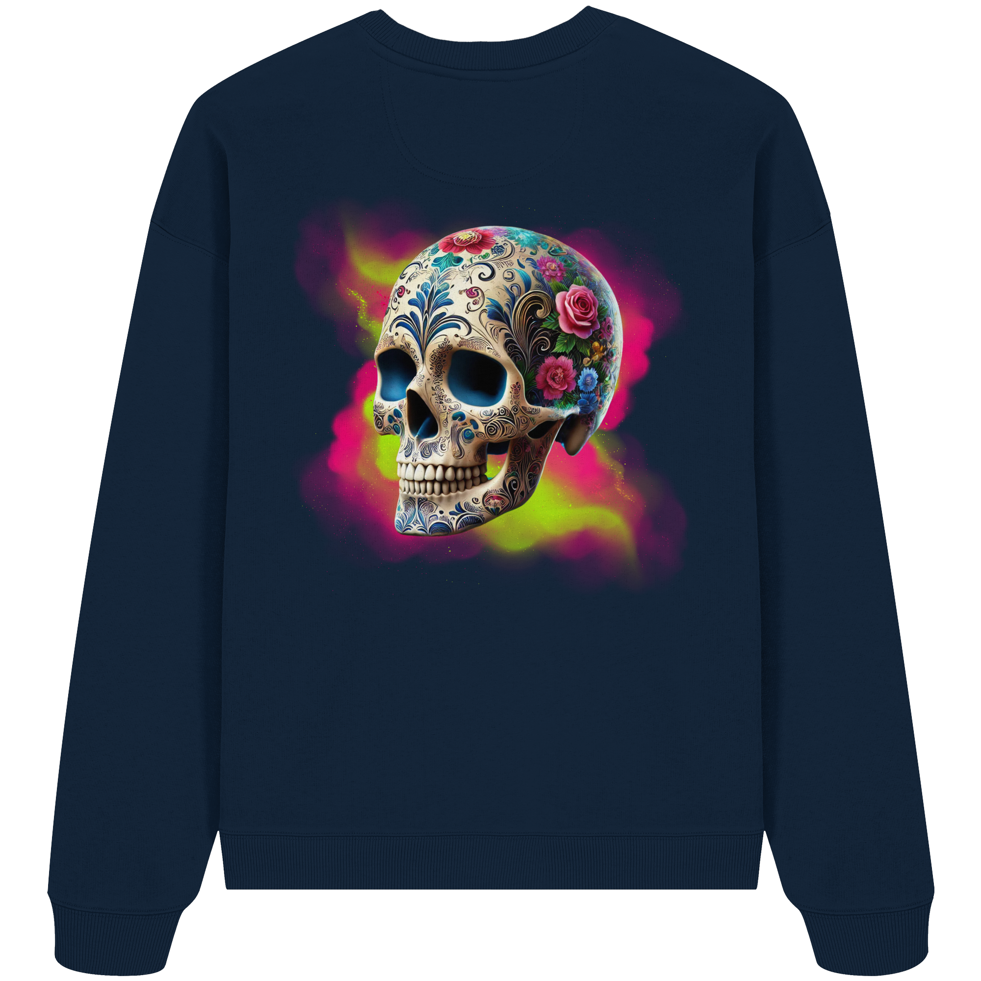 Sweat-shirt oversize bio à motif tête de mort florale