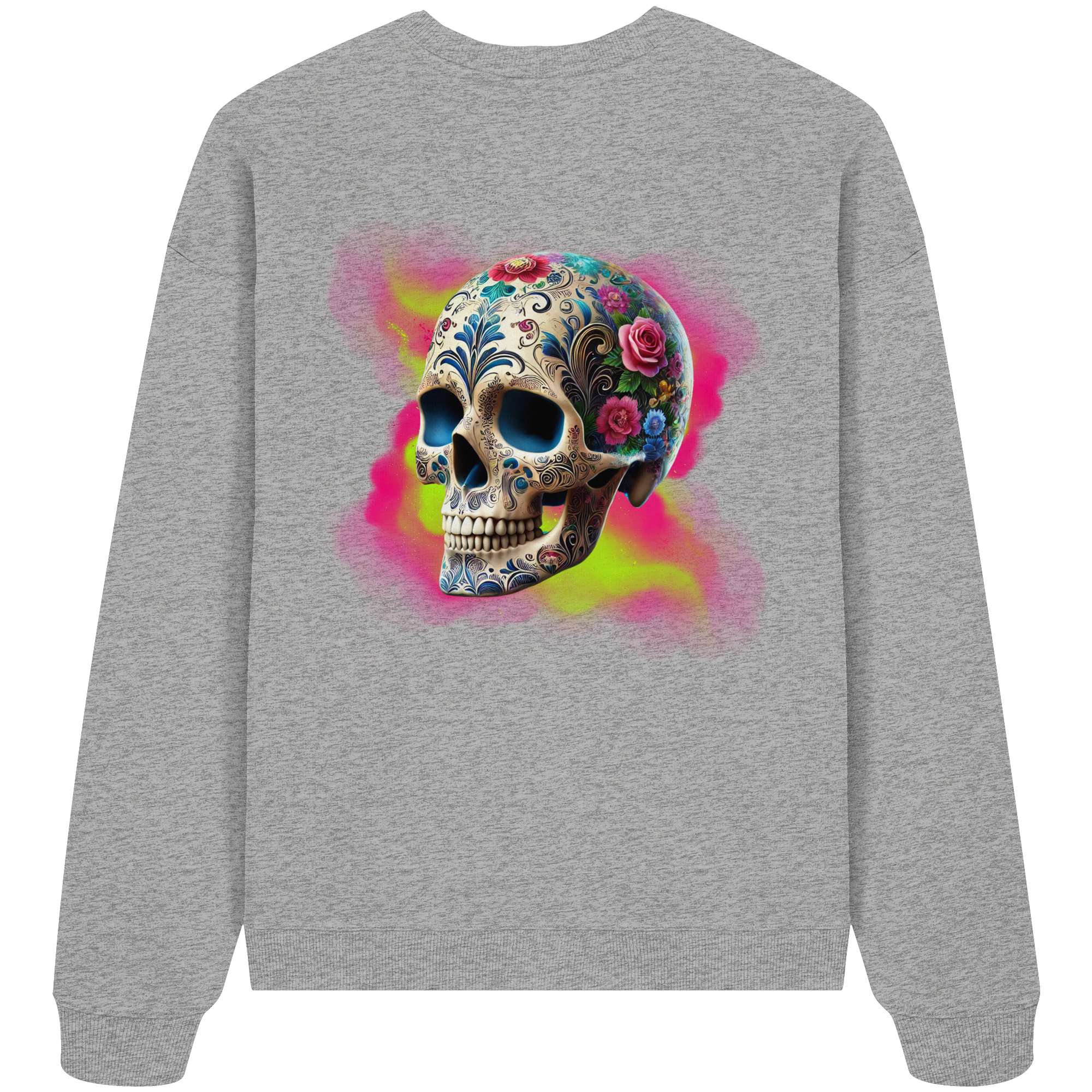 Sweat-shirt oversize bio à motif tête de mort florale