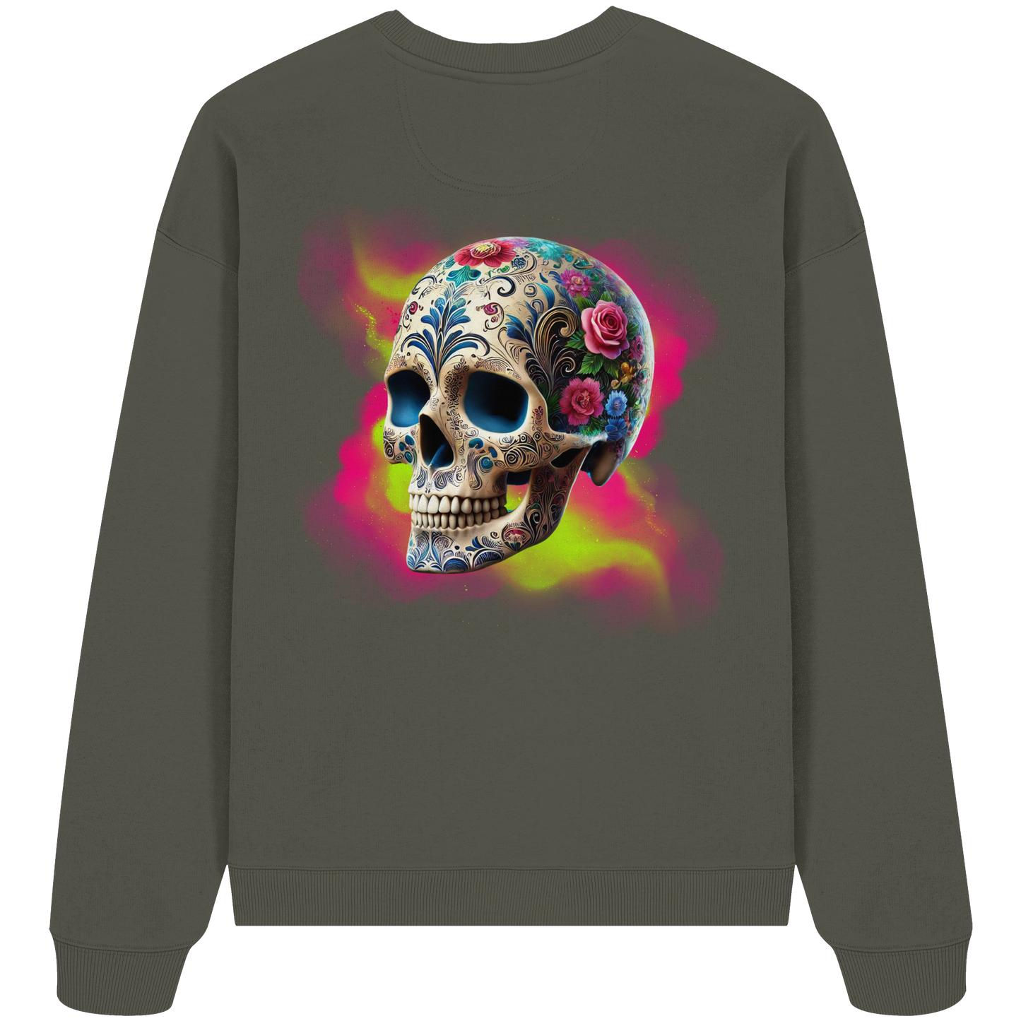 Floral Skull - Organic Oversized Sweatshirt
