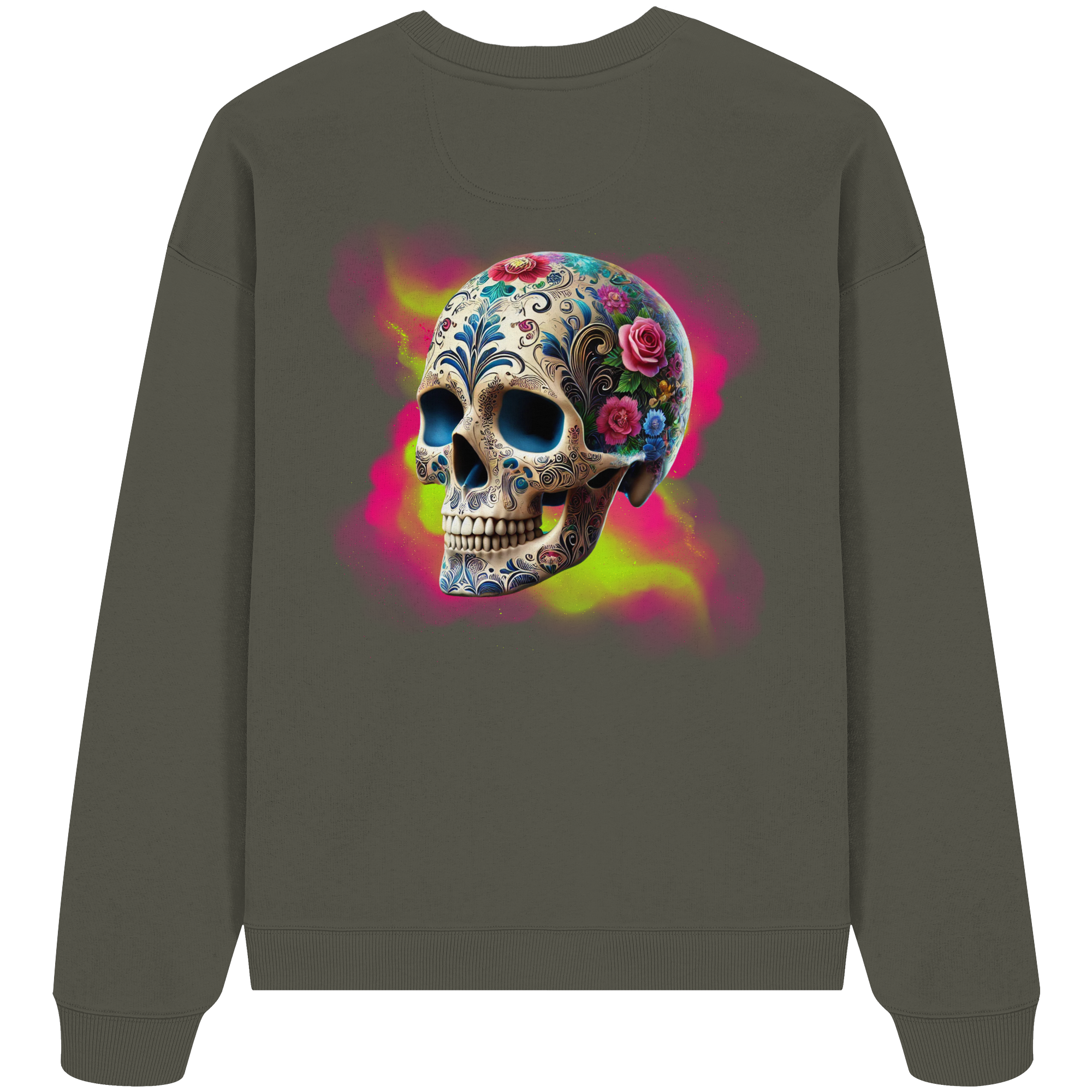 Sweat-shirt oversize bio à motif tête de mort florale
