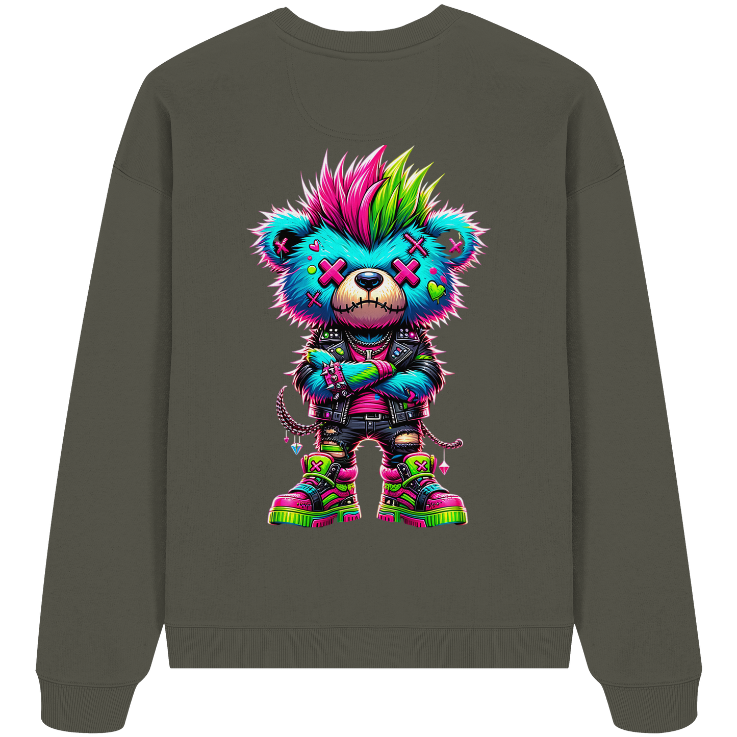 Punk Neon Teddy - Organic Oversized Sweatshirt